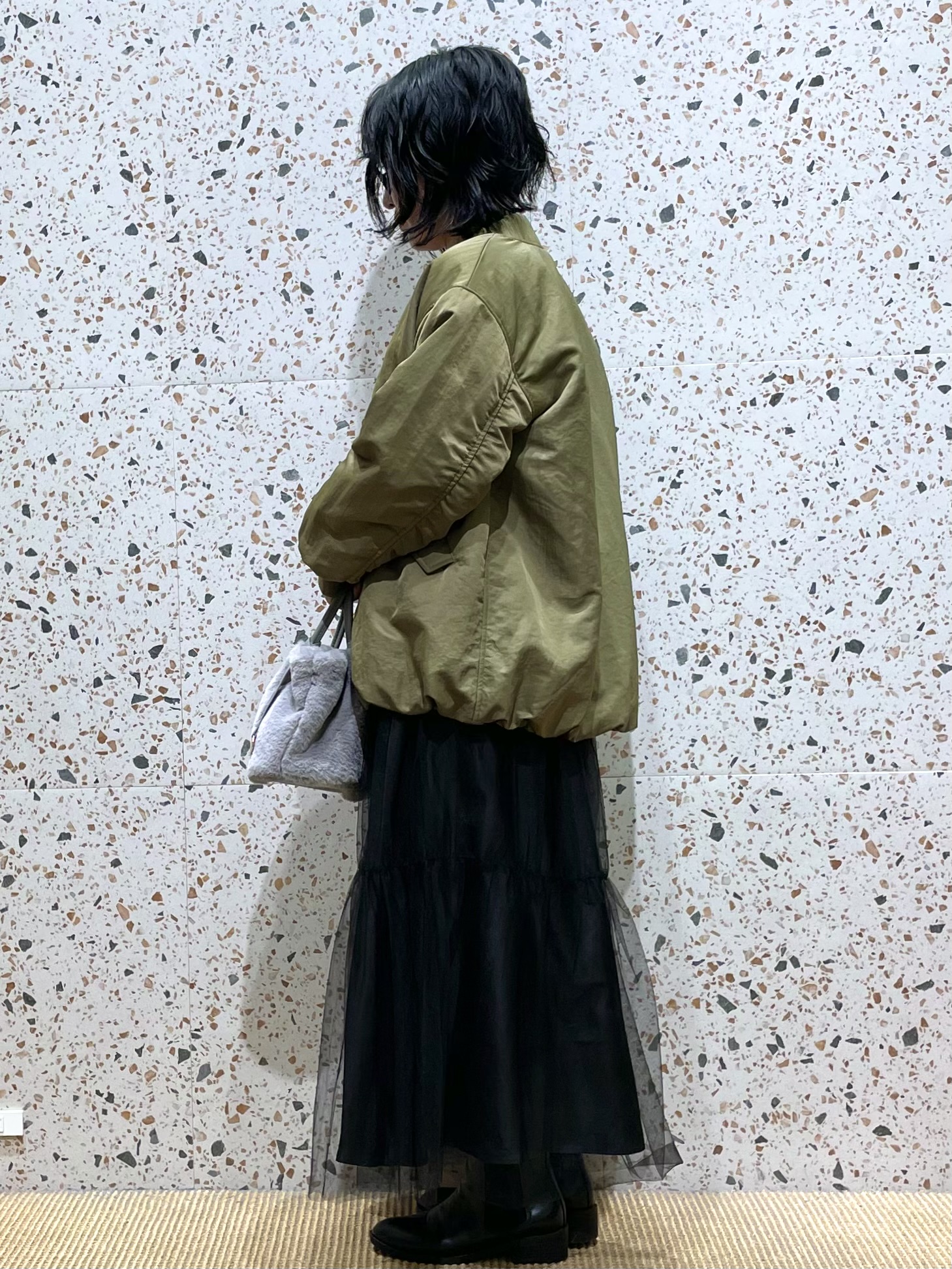 シゲリさんの「OPAQUE.CLIP｜【保温中綿／撥水】ミドルMA－1《洗濯機OK》」を使ったコーディネート