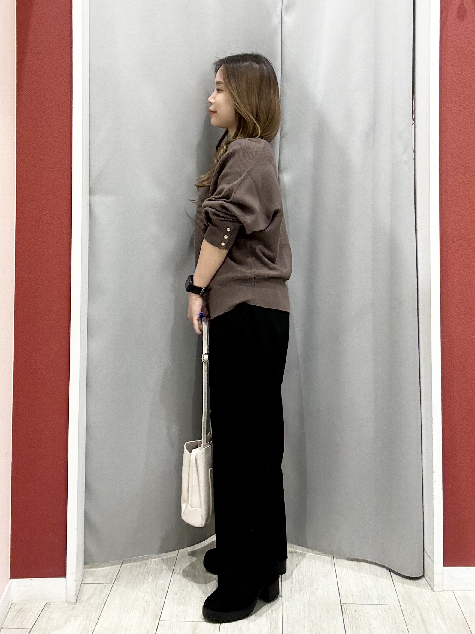 shioさんの「SHOO･LA･RUE｜【洗濯機可/体型カバー】やわらかリブドルマンニット」を使ったコーディネート
