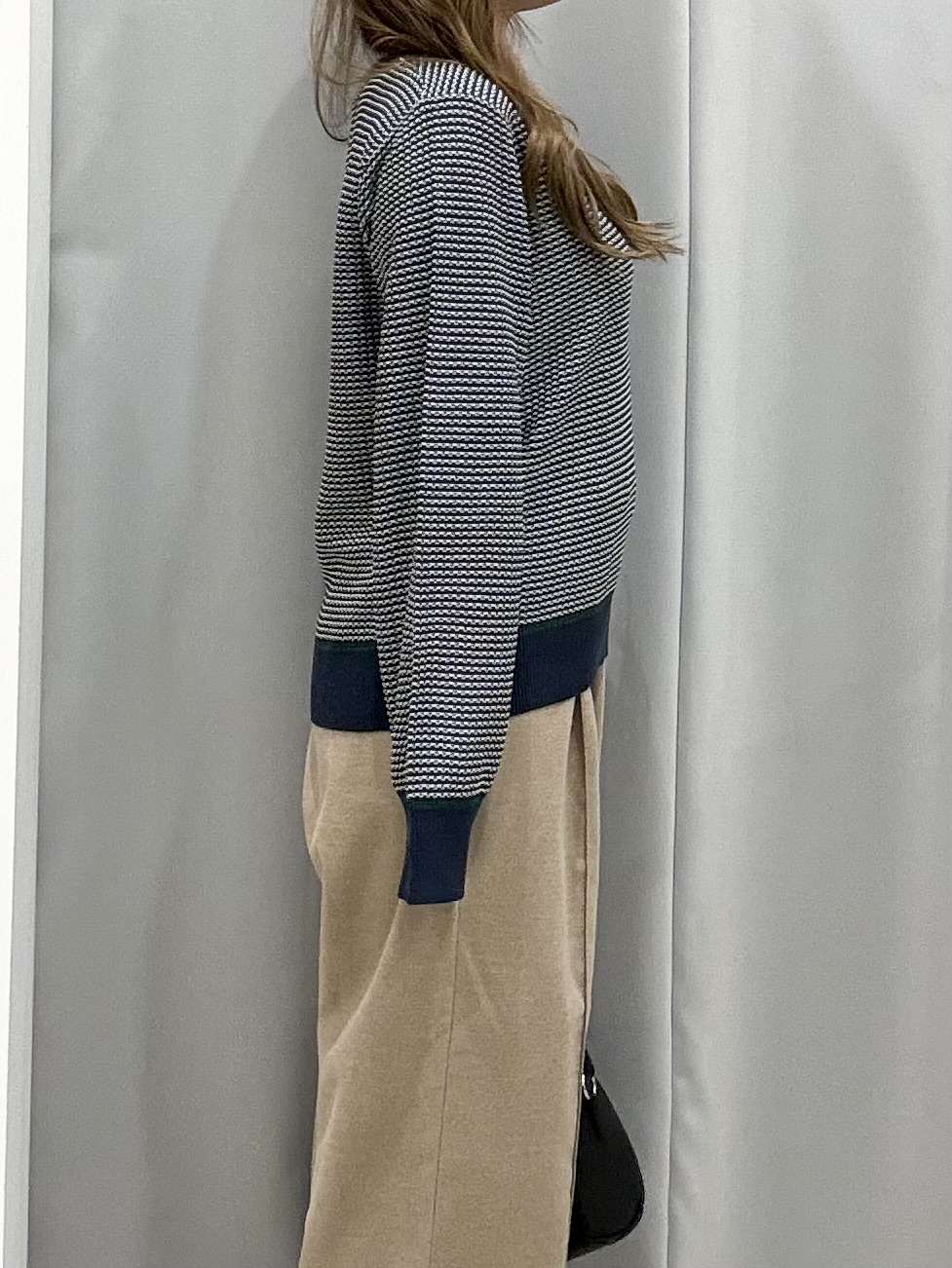 shioさんの「SHOO･LA･RUE｜【S-LL/洗濯機可】1枚でサマになる カノコ編み配色クルーネックニット」を使ったコーディネート
