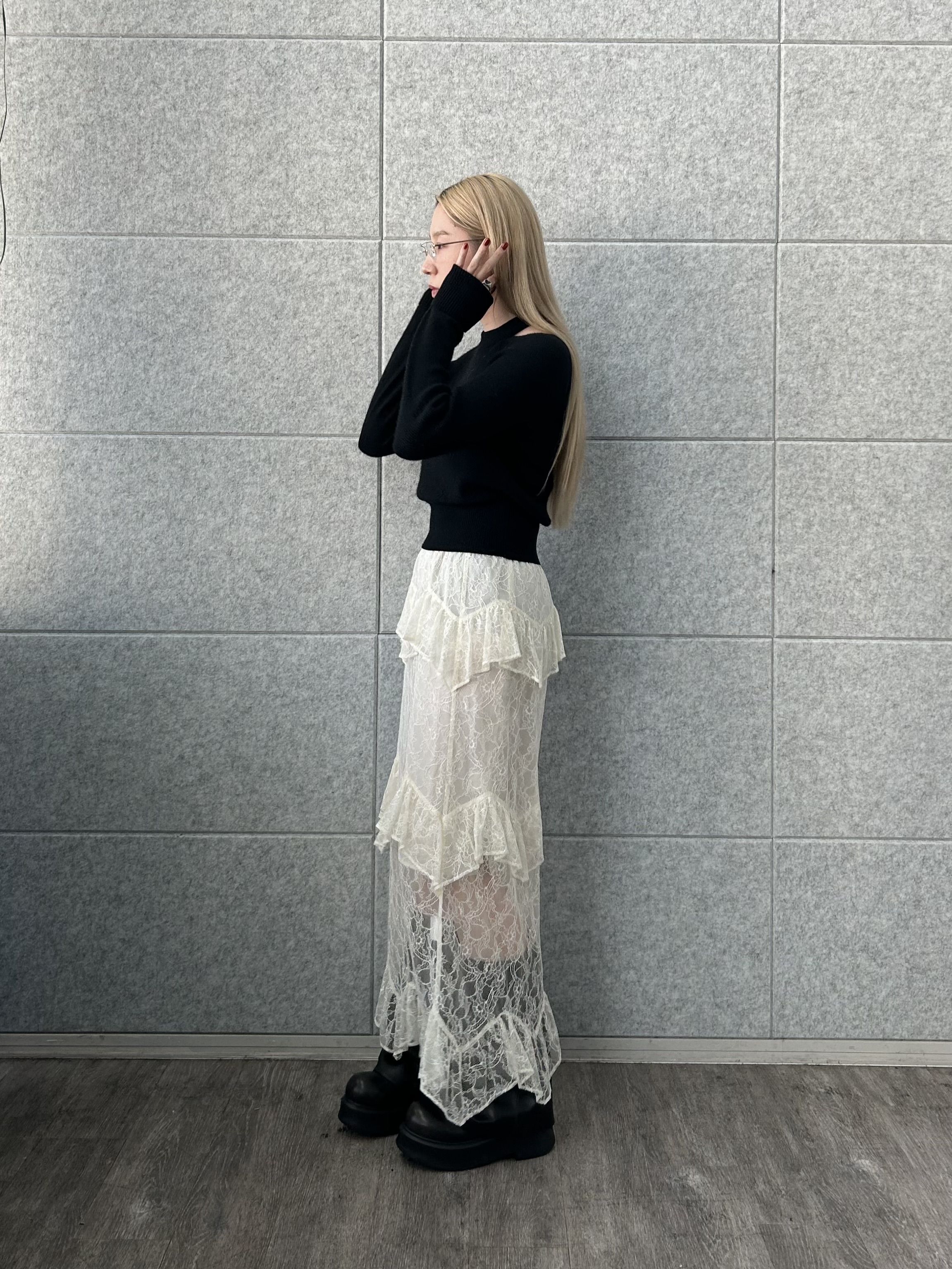 honoka Aさんの「CODE A｜layered veil lace skirt」を使ったコーディネート