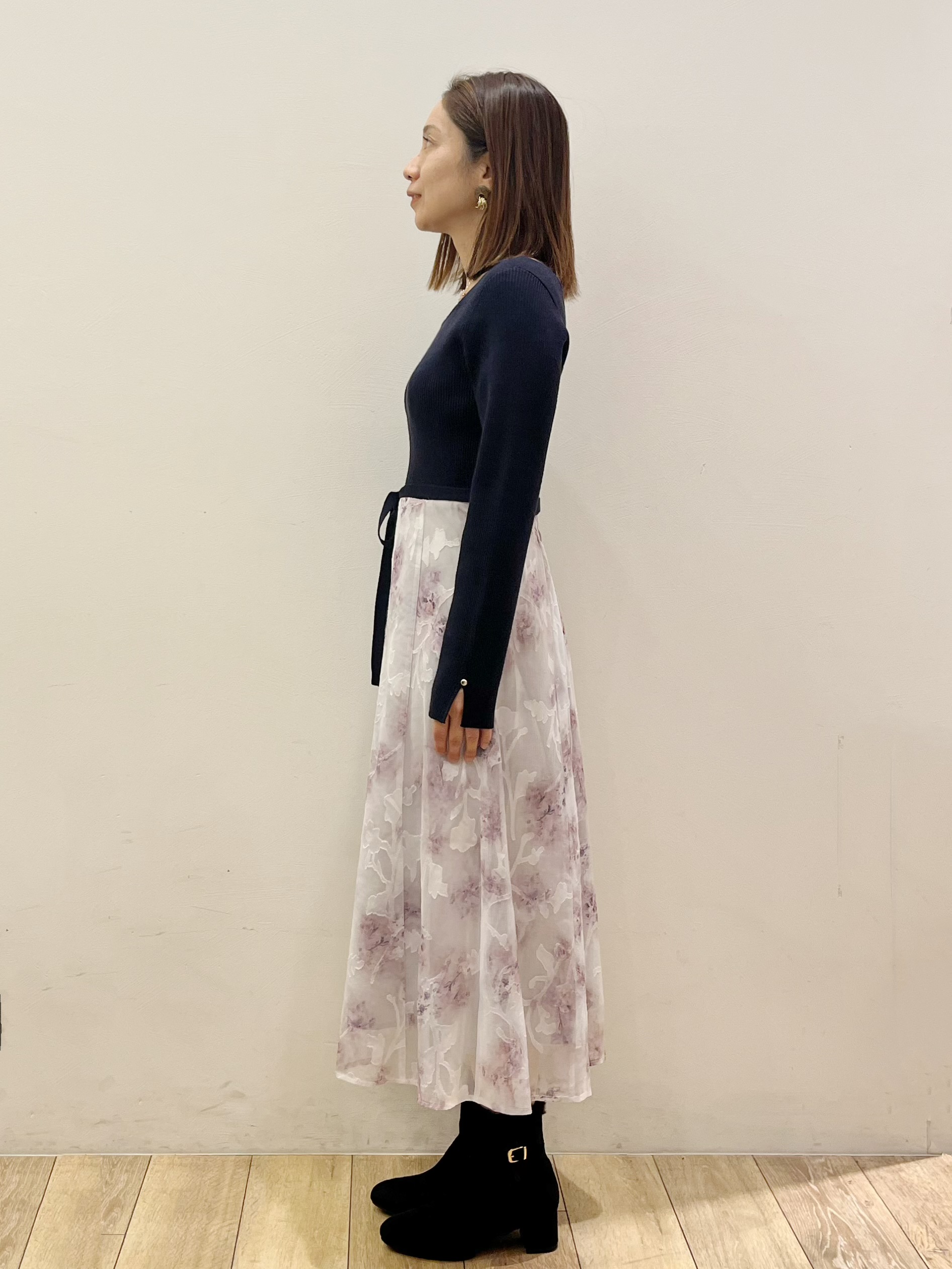 kcさんの「OPAQUE.CLIP｜【植草美幸先生が指南する好印象スタイル】フラワージャカードドッキングニットワンピース≪洗濯機OK≫」を使ったコーディネート
