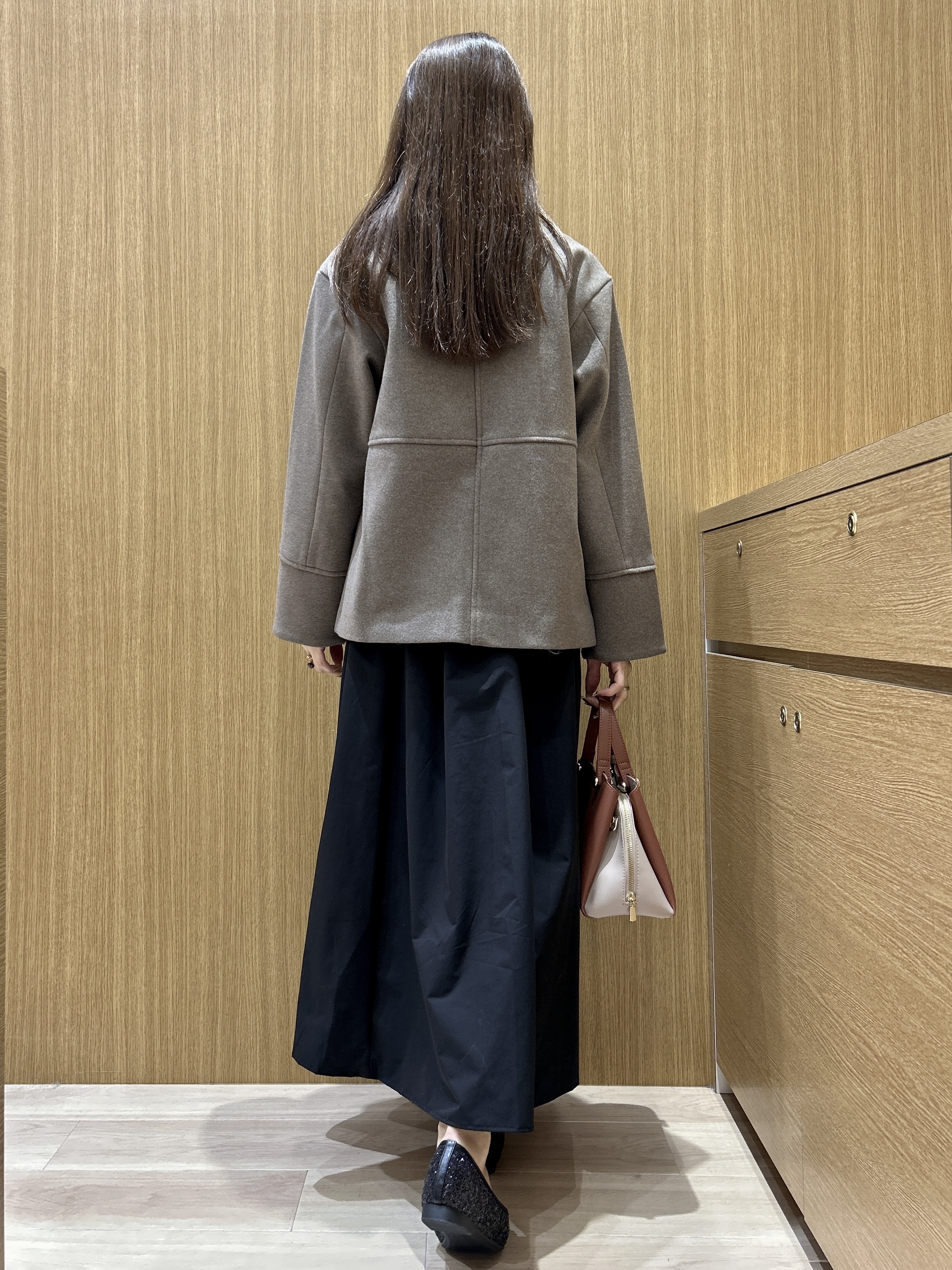maiさんの「OPAQUE.CLIP｜ウールライク ノーカラーコート【洗濯機OK】」を使ったコーディネート