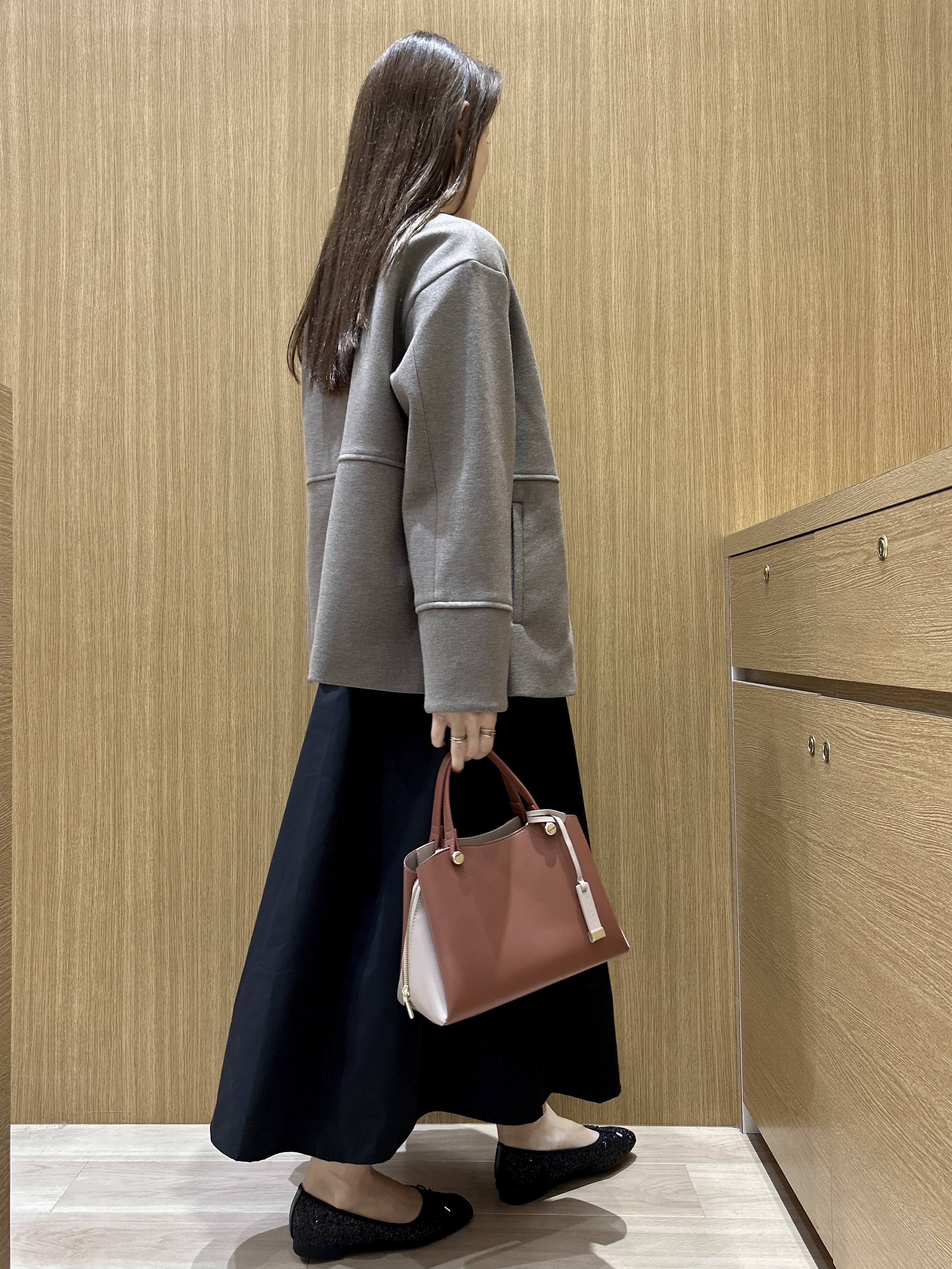 maiさんの「OPAQUE.CLIP｜ウールライク ノーカラーコート【洗濯機OK】」を使ったコーディネート
