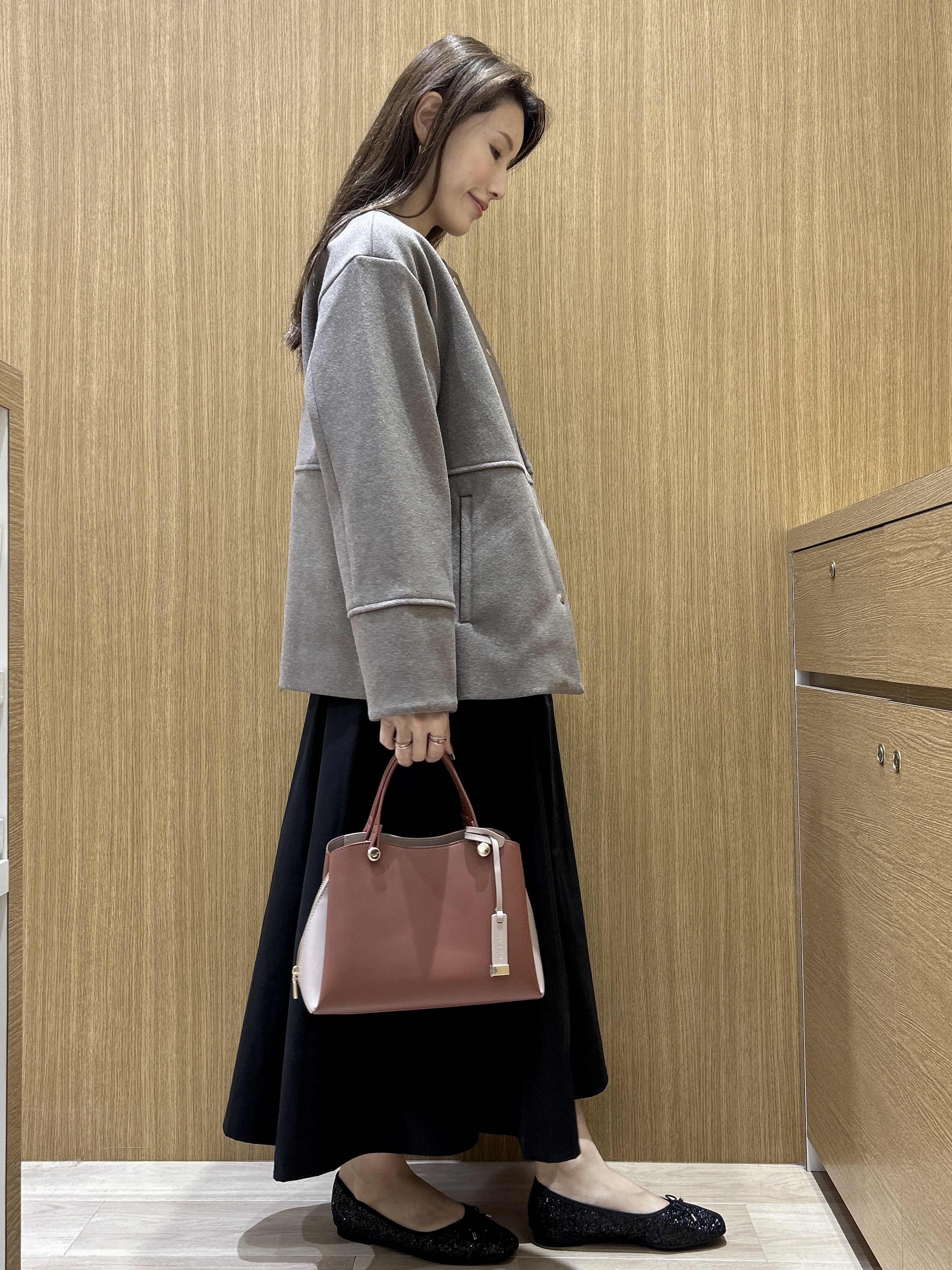 maiさんの「OPAQUE.CLIP｜ウールライク ノーカラーコート【洗濯機OK】」を使ったコーディネート