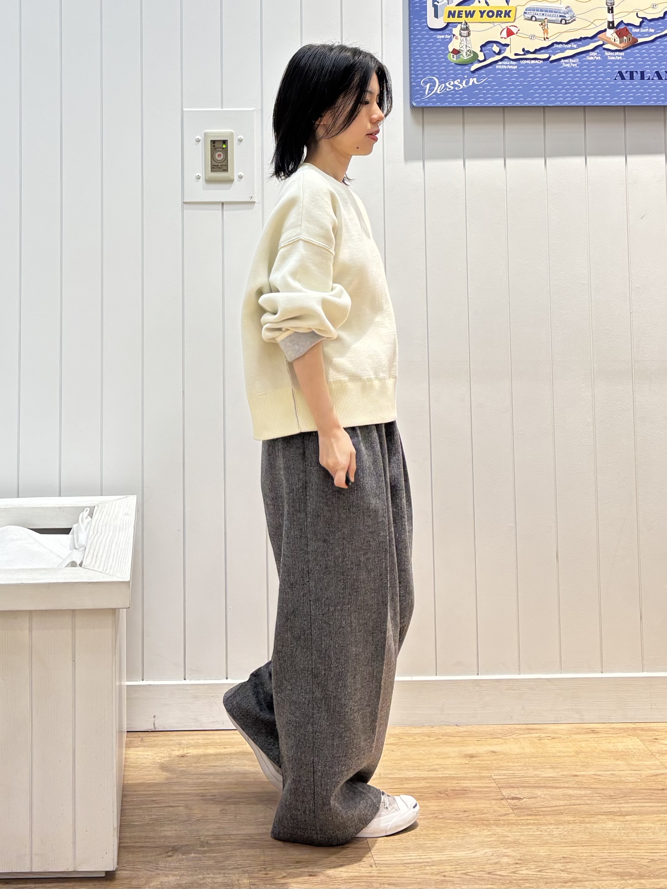 OKADAさんの「Dessin｜【2WAY/洗濯機OK/XS-L】配色リバーシブル コットンジャカード クルーネックニット」を使ったコーディネート