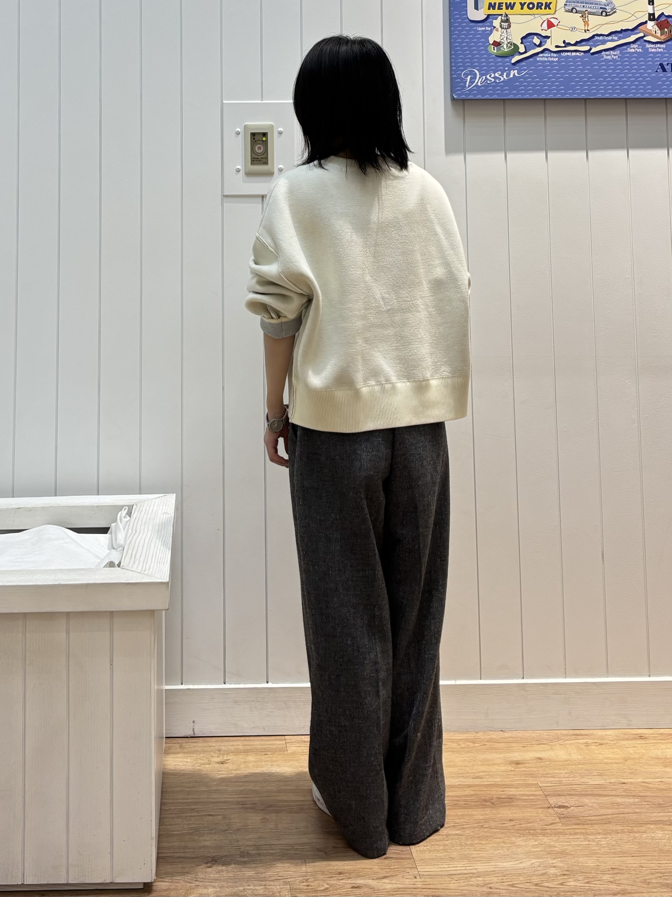 OKADAさんの「Dessin｜【2WAY/洗濯機OK/XS-L】配色リバーシブル コットンジャカード クルーネックニット」を使ったコーディネート