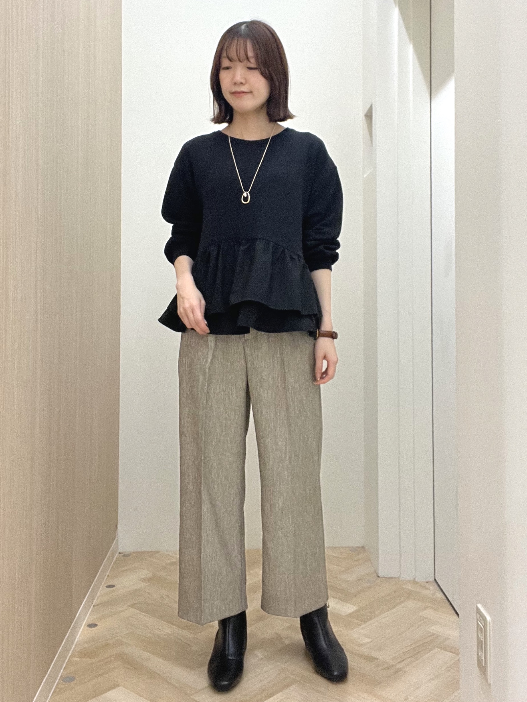  おまつさんの「grove｜【毛玉軽減】大人上品なダイヤ柄ニットカーディガン」を使ったコーディネート