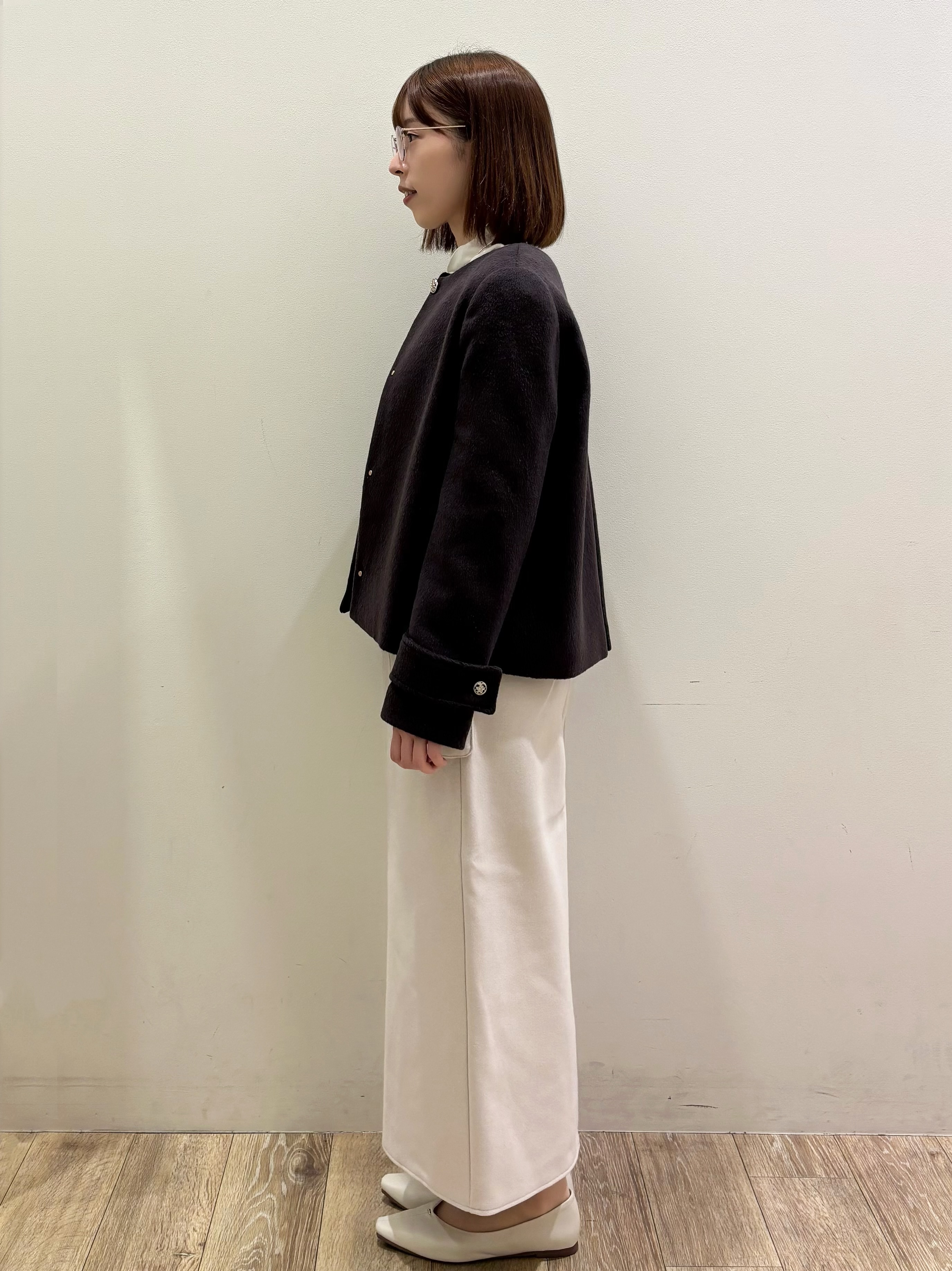 honamiさんの「index｜【植草美幸先生が指南する好印象スタイル】カシミヤ混ノーカラーショートコート」を使ったコーディネート