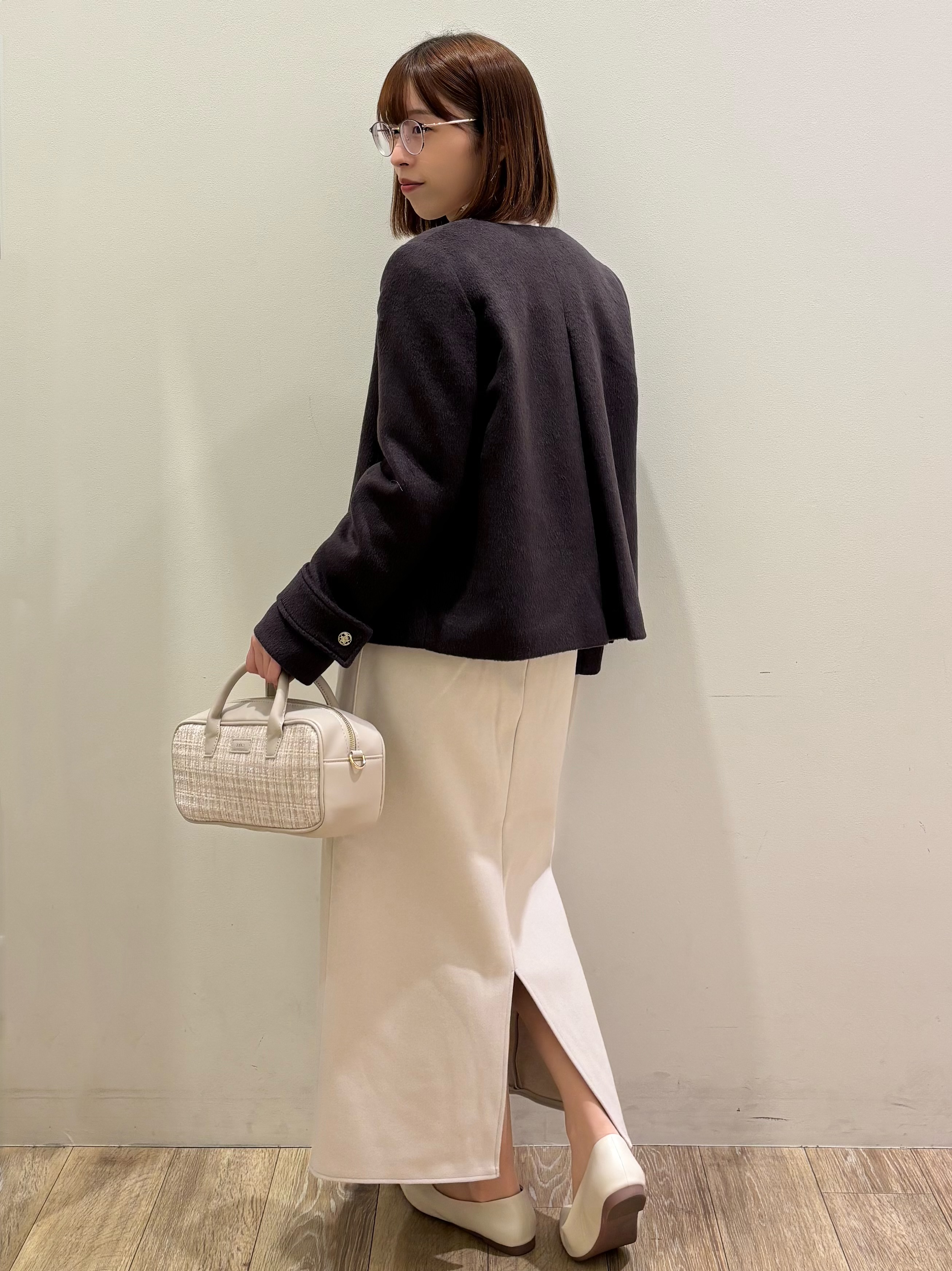 honamiさんの「index｜【植草美幸先生が指南する好印象スタイル】カシミヤ混ノーカラーショートコート」を使ったコーディネート