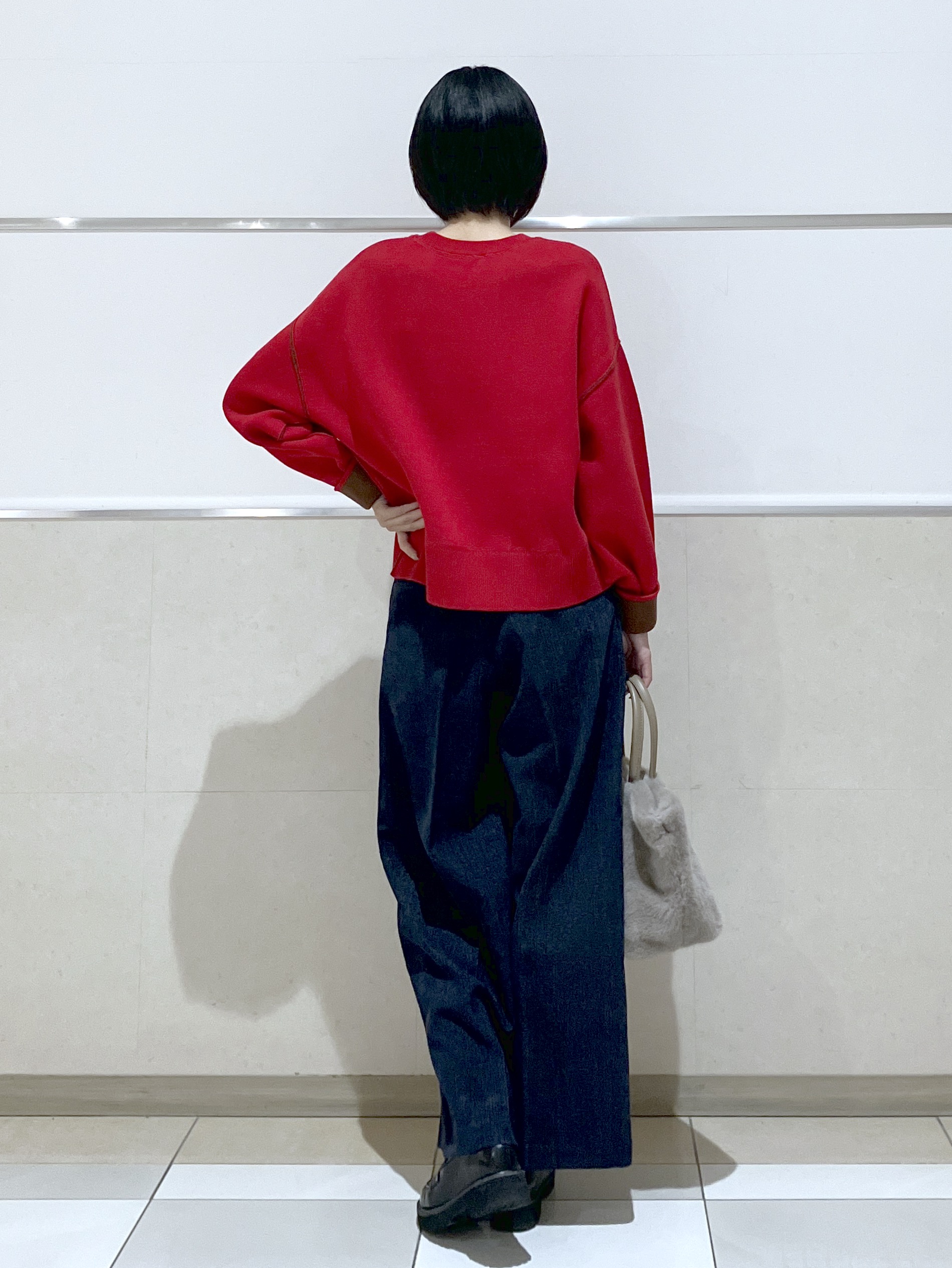 eriko さんの「Dessin｜【2WAY/洗濯機OK/XS-L】配色リバーシブル コットンジャカード クルーネックニット」を使ったコーディネート