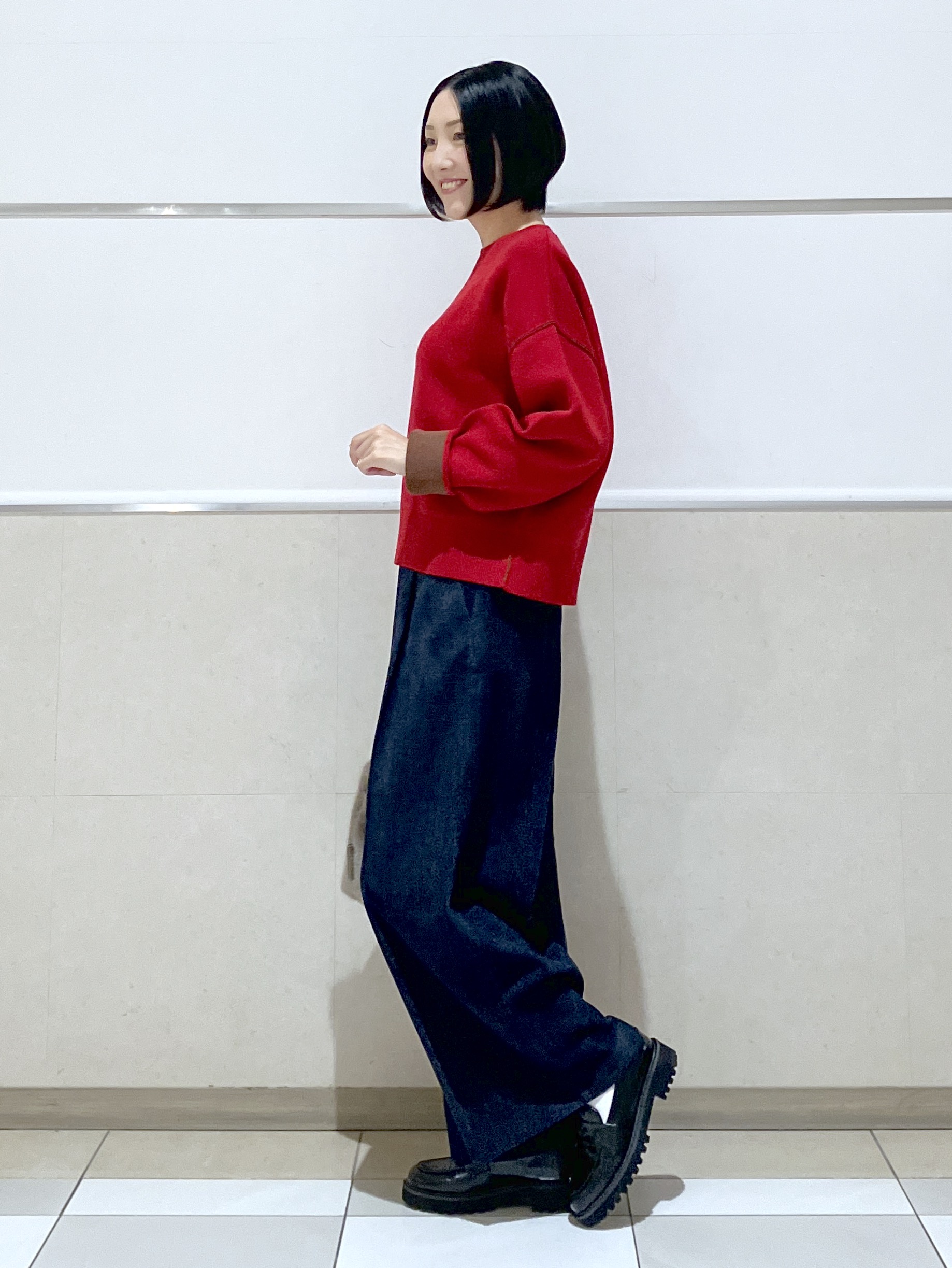eriko さんの「Dessin｜【2WAY/洗濯機OK/XS-L】配色リバーシブル コットンジャカード クルーネックニット」を使ったコーディネート