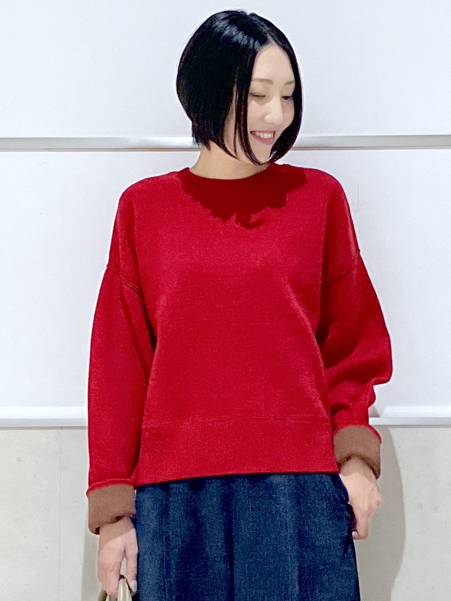 eriko さんの「Dessin｜【2WAY/洗濯機OK/XS-L】配色リバーシブル コットンジャカード クルーネックニット」を使ったコーディネート