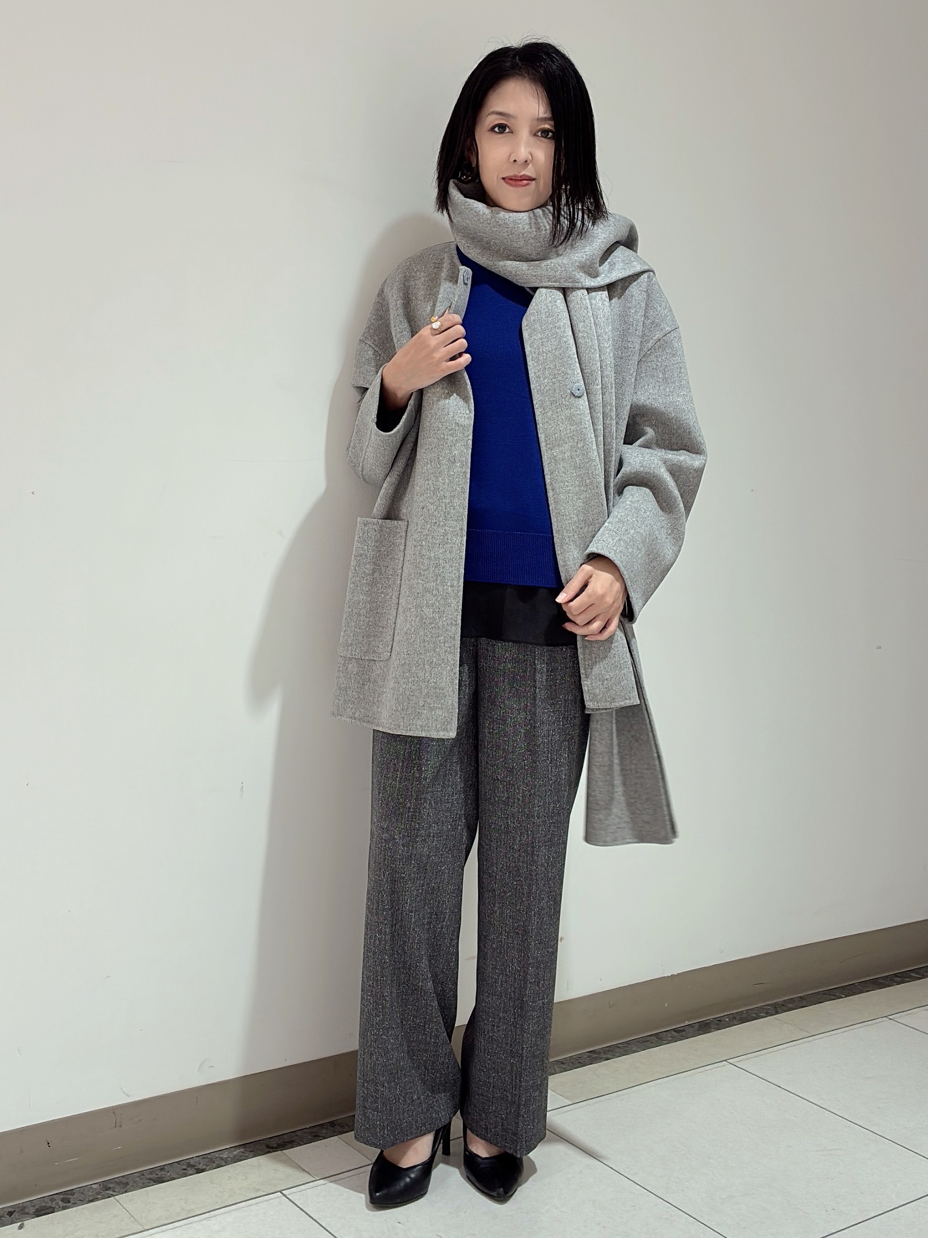 環さんの「UNTITLED｜【マフラー付き/ゆったり】リバーコート」を使ったコーディネート