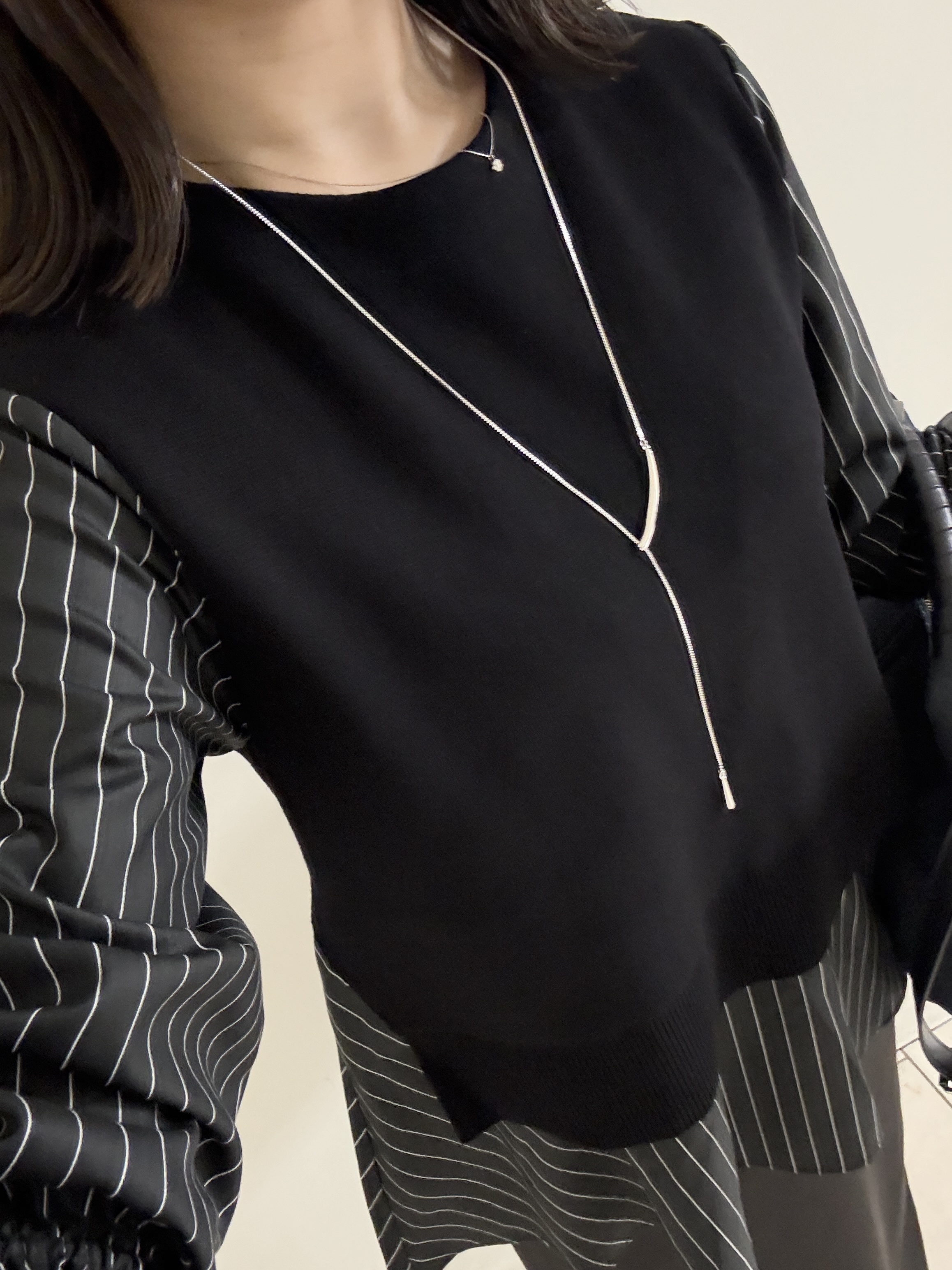 kahoさんの「INDIVI｜【洗える／1枚でコーデ完成】重ね着風ニットトップス」を使ったコーディネート
