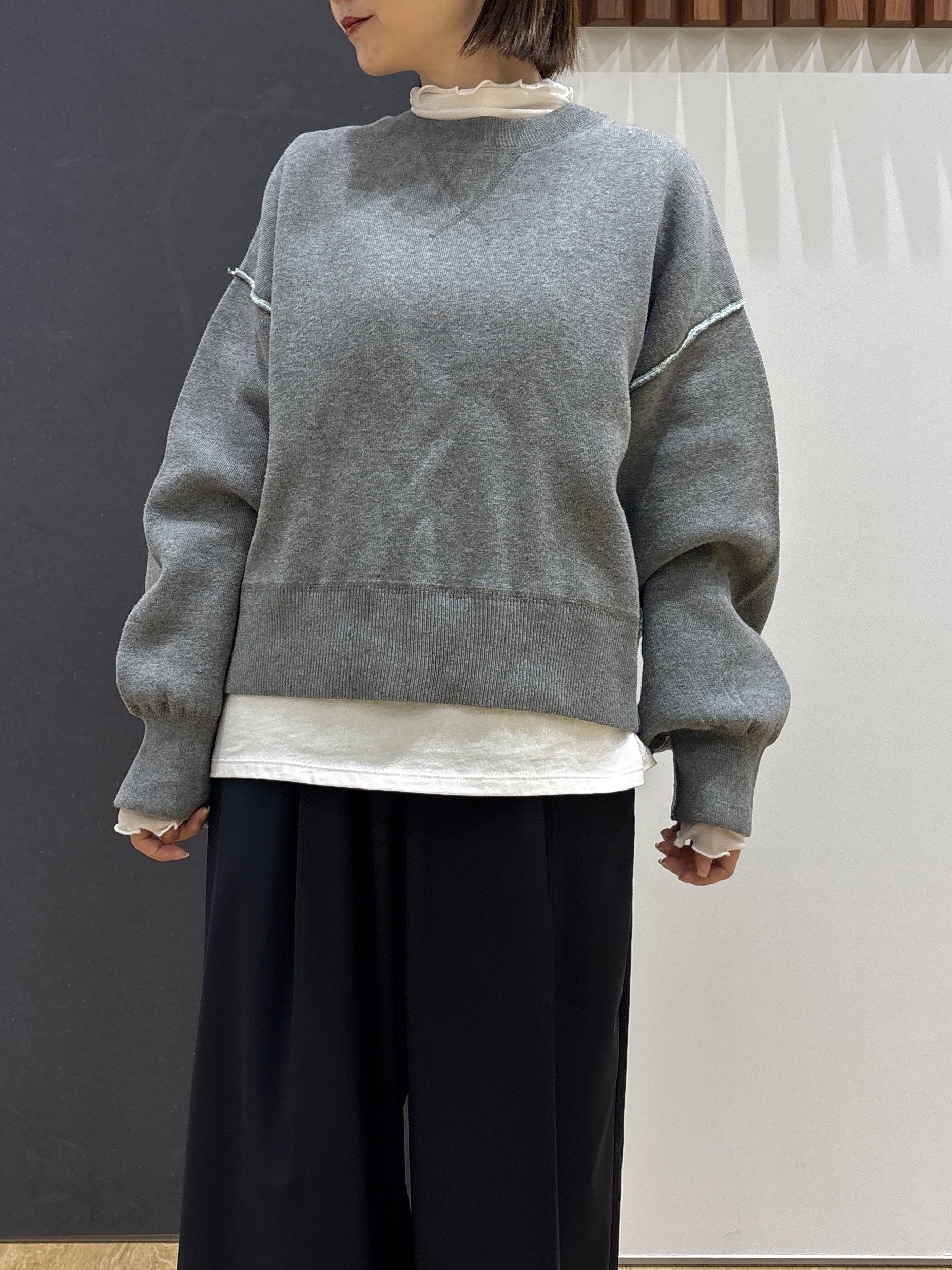 risaさんの「Dessin｜【2WAY/洗濯機OK/XS-L】配色リバーシブル コットンジャカード クルーネックニット」を使ったコーディネート