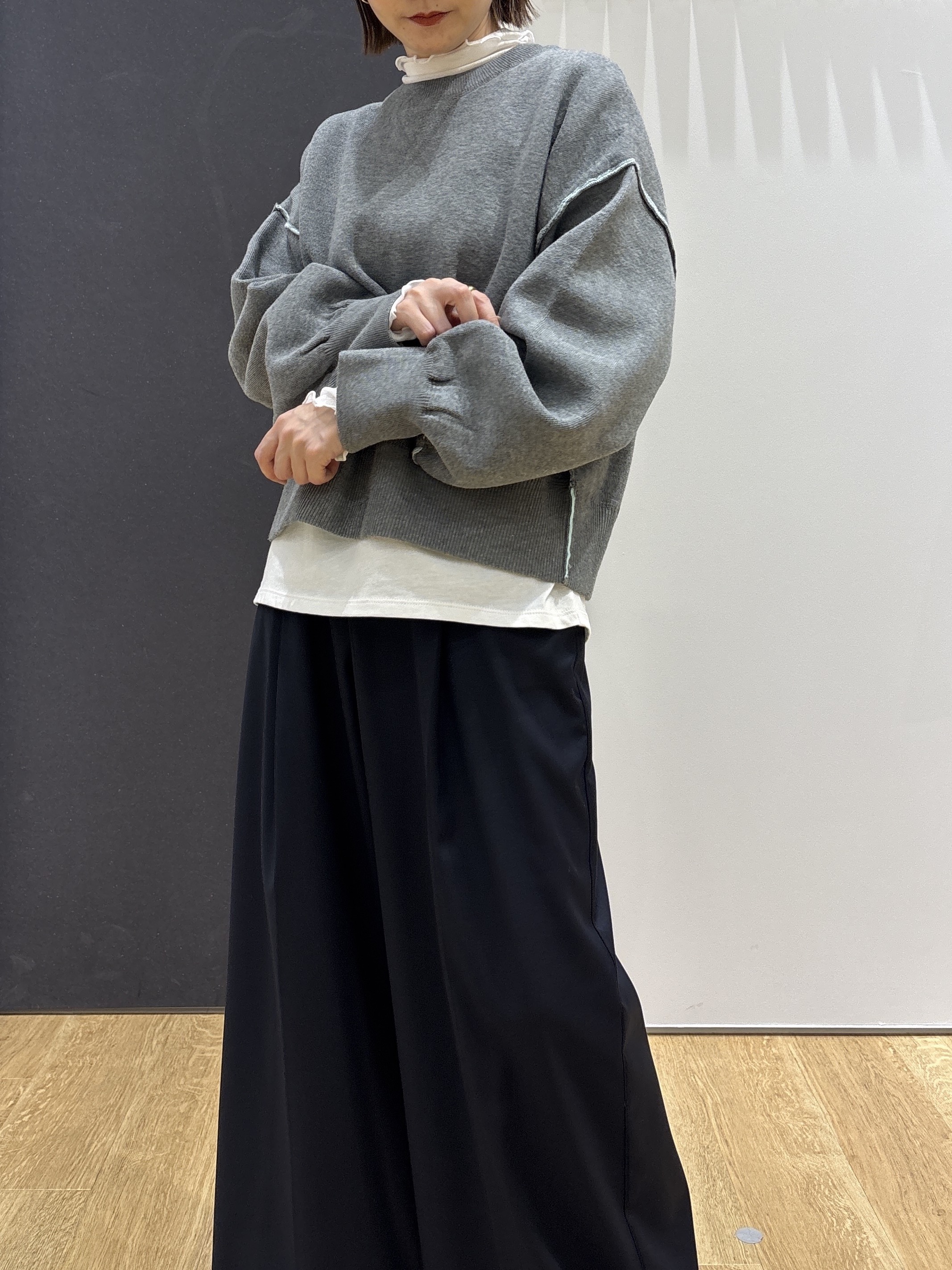 risaさんの「Dessin｜【2WAY/洗濯機OK/XS-L】配色リバーシブル コットンジャカード クルーネックニット」を使ったコーディネート