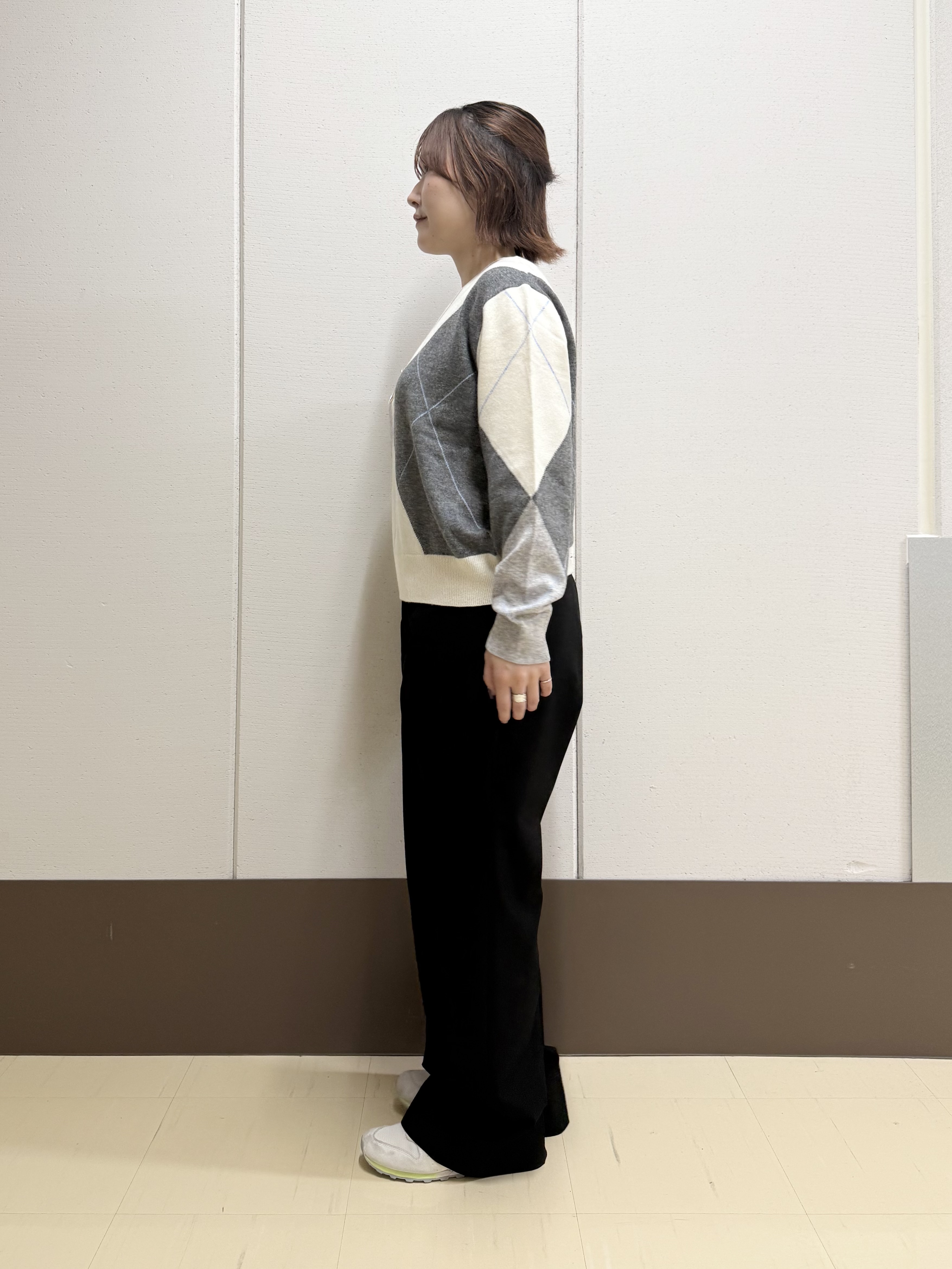 Rikoさんの「INDIVI｜【ウール混】ビッグアーガイル柄ニット」を使ったコーディネート