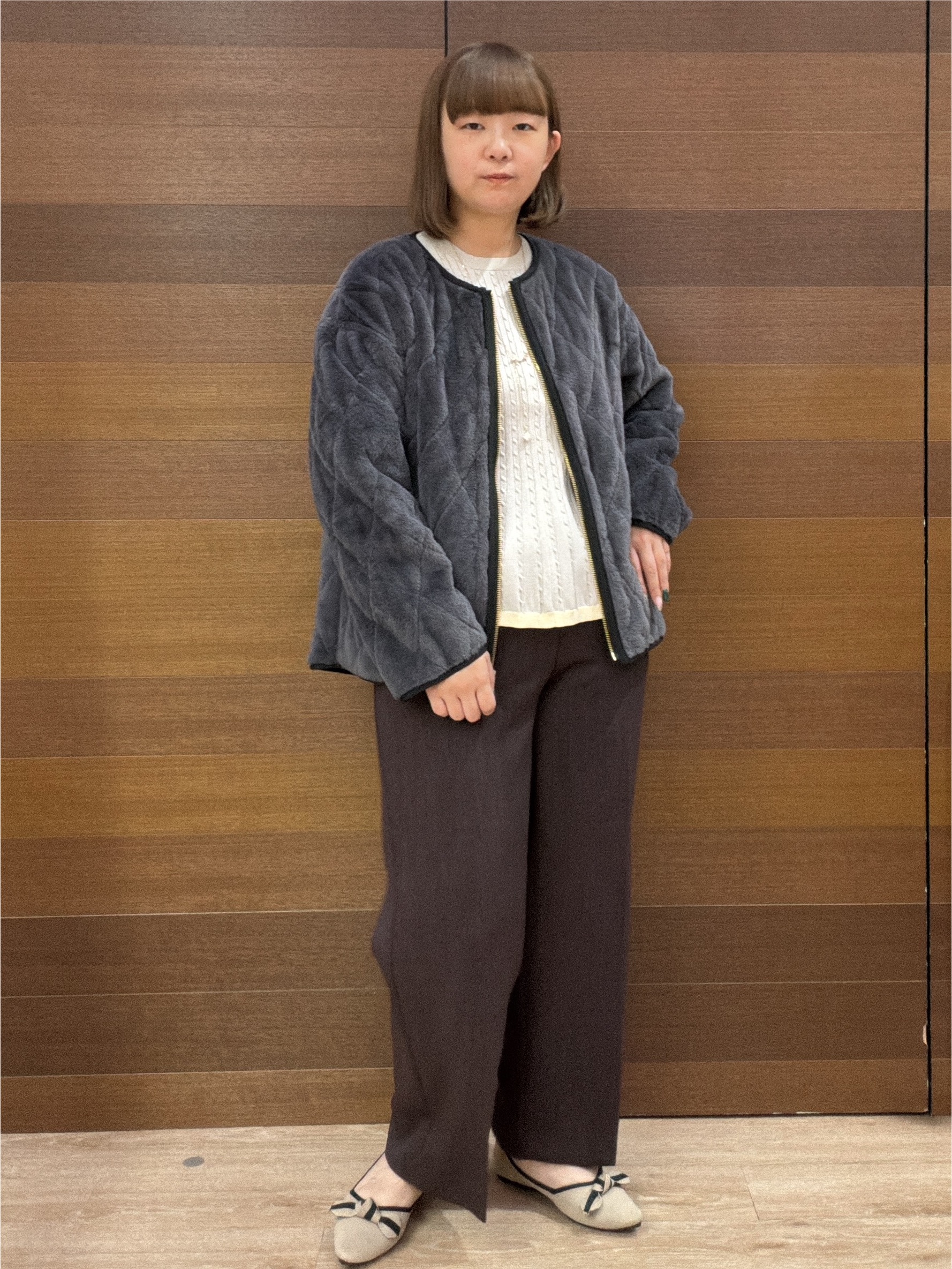 yumeさんの「OPAQUE.CLIP｜【リバーシブル】キルティングファーブルゾン《洗濯機OK》」を使ったコーディネート