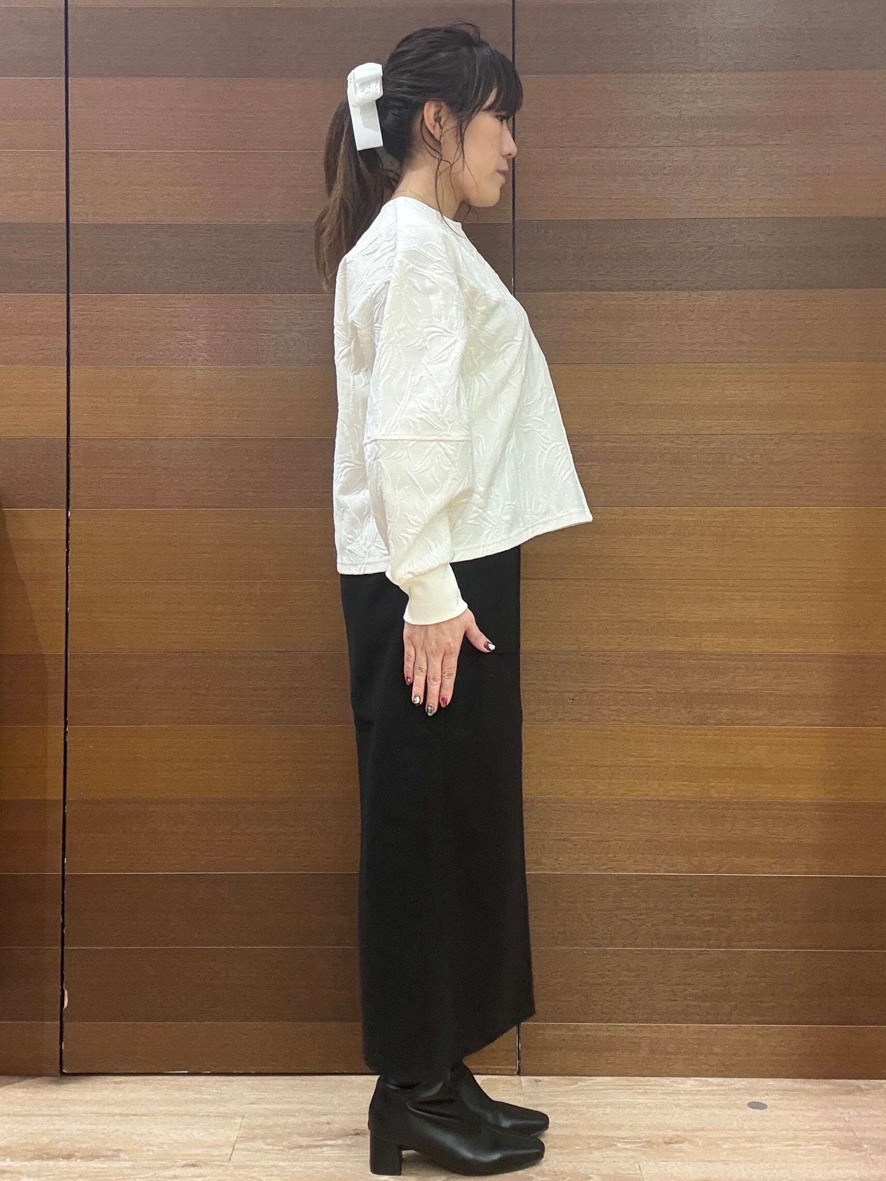 maichiさんの「OPAQUE.CLIP｜ふくれジャカードプルオーバー／セットアップ可【洗濯機OK】」を使ったコーディネート