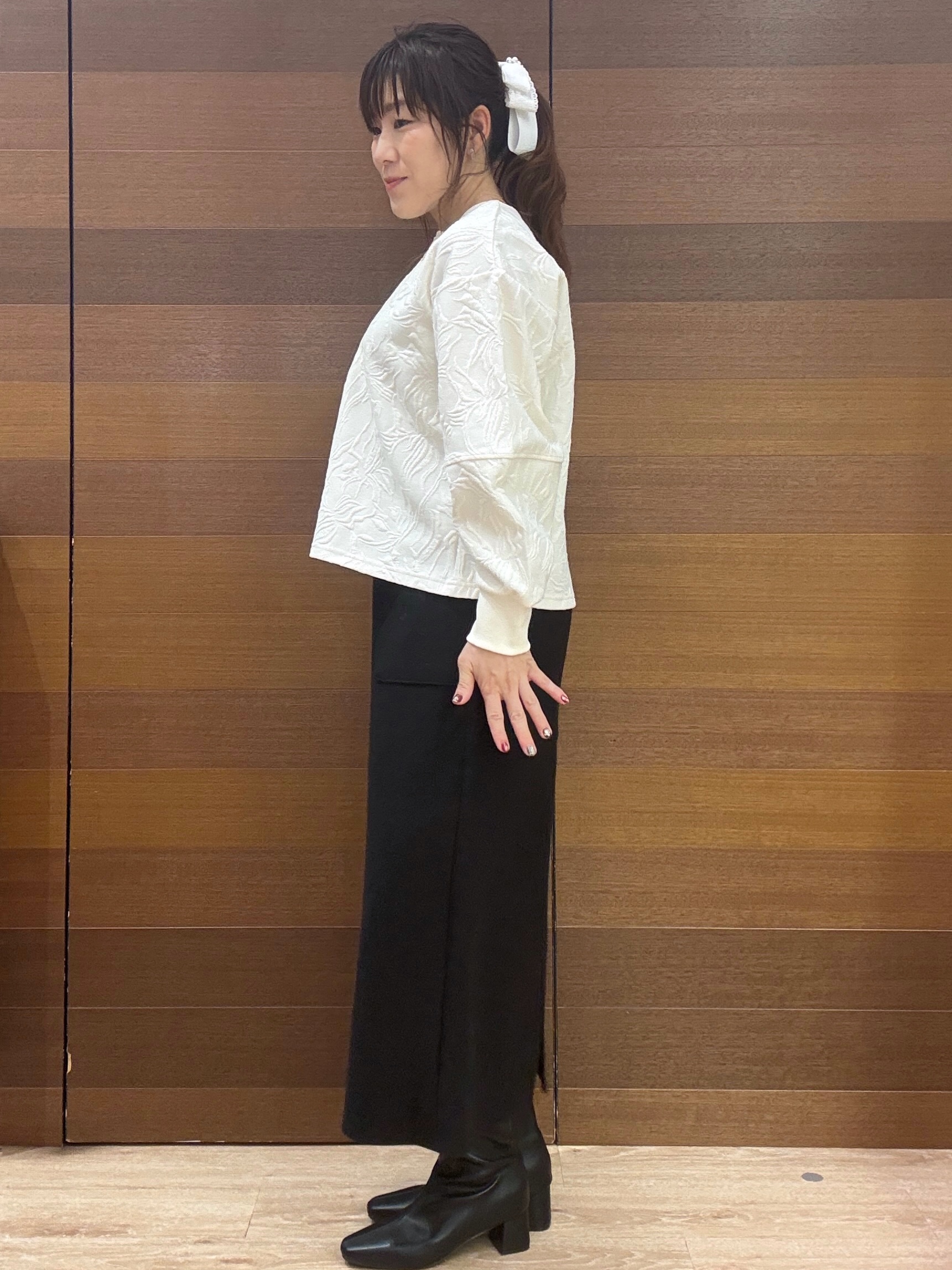 maichiさんの「OPAQUE.CLIP｜ふくれジャカードプルオーバー／セットアップ可【洗濯機OK】」を使ったコーディネート