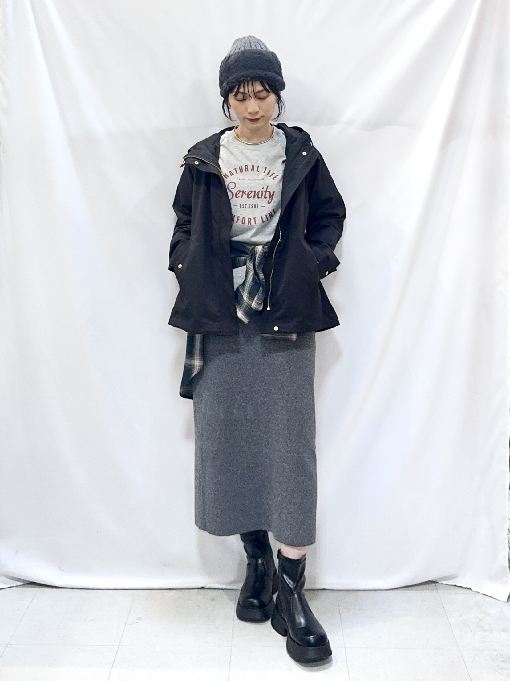 𝐇𝐢𝐫𝐨𝐦𝐢さんの「SHOO･LA･RUE｜【洗濯機可/撥水/マルチWAY】ファーライナー付き 毎日欲張りマンパ」を使ったコーディネート