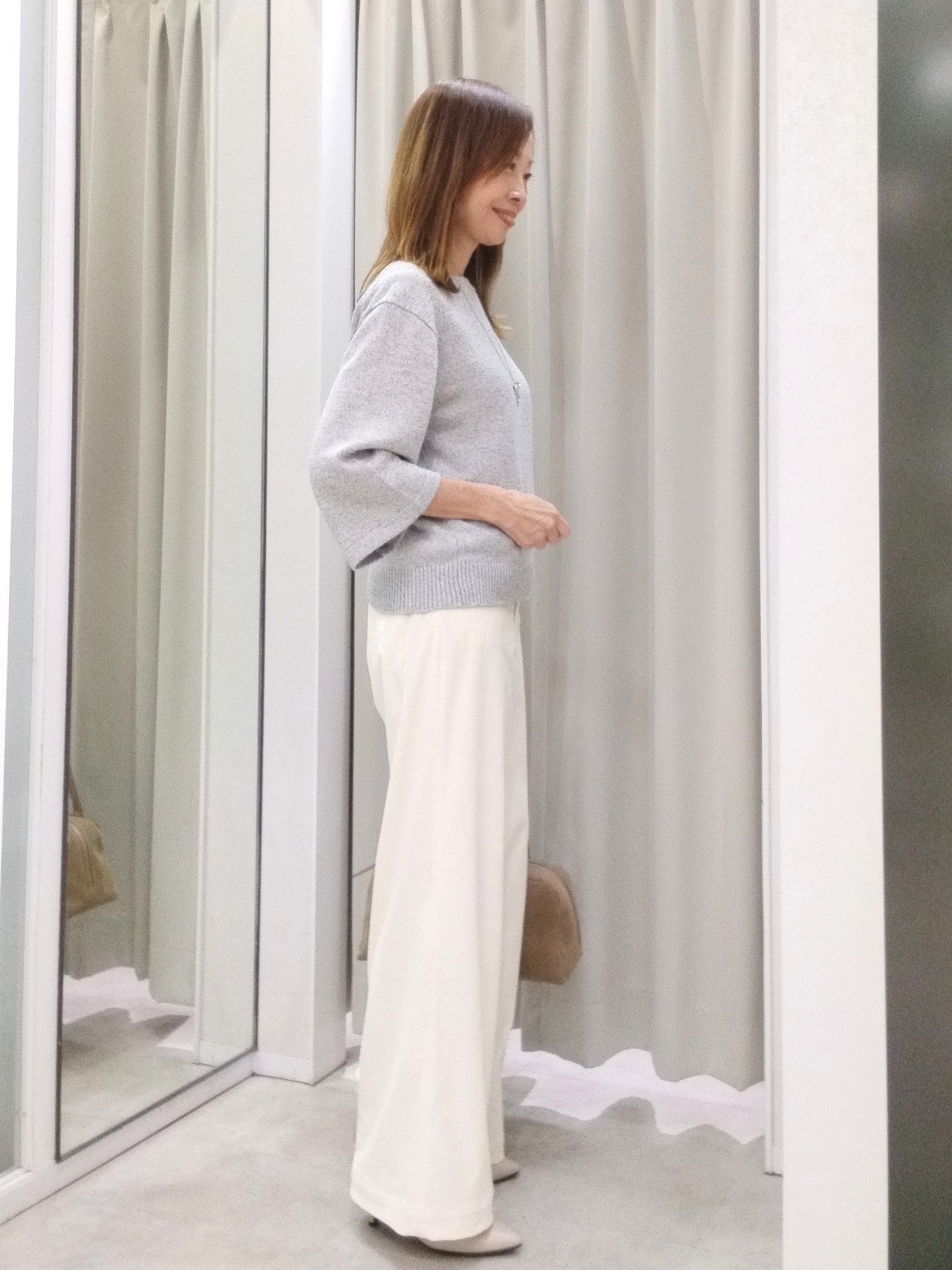 もりさんの「UNTITLED｜【アンサンブル可/手洗い可】杢調プルオーバーニット」を使ったコーディネート