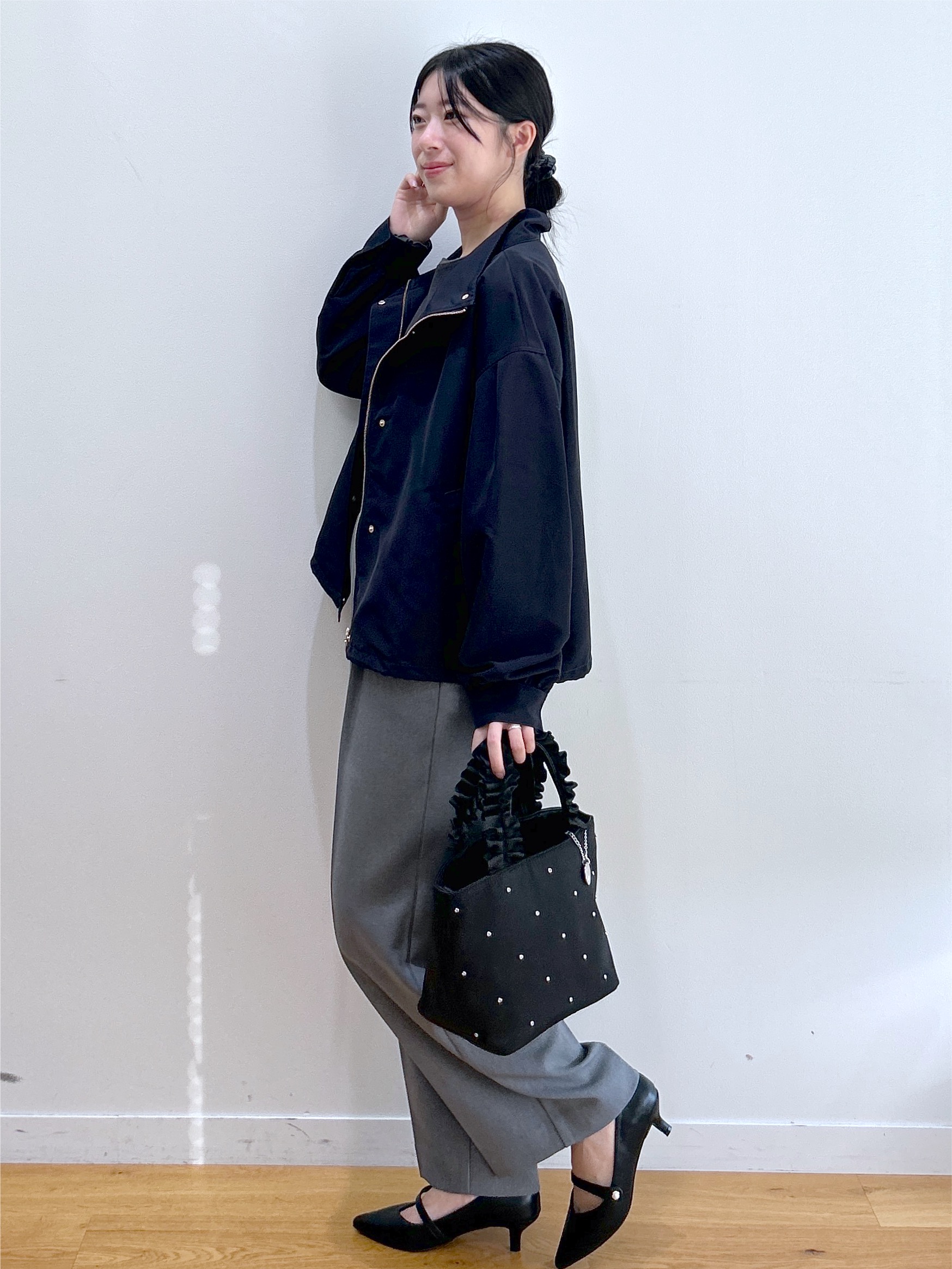 RINAさんの「index｜【防シワ】スタンドパフブルゾン《洗濯機OK》」を使ったコーディネート