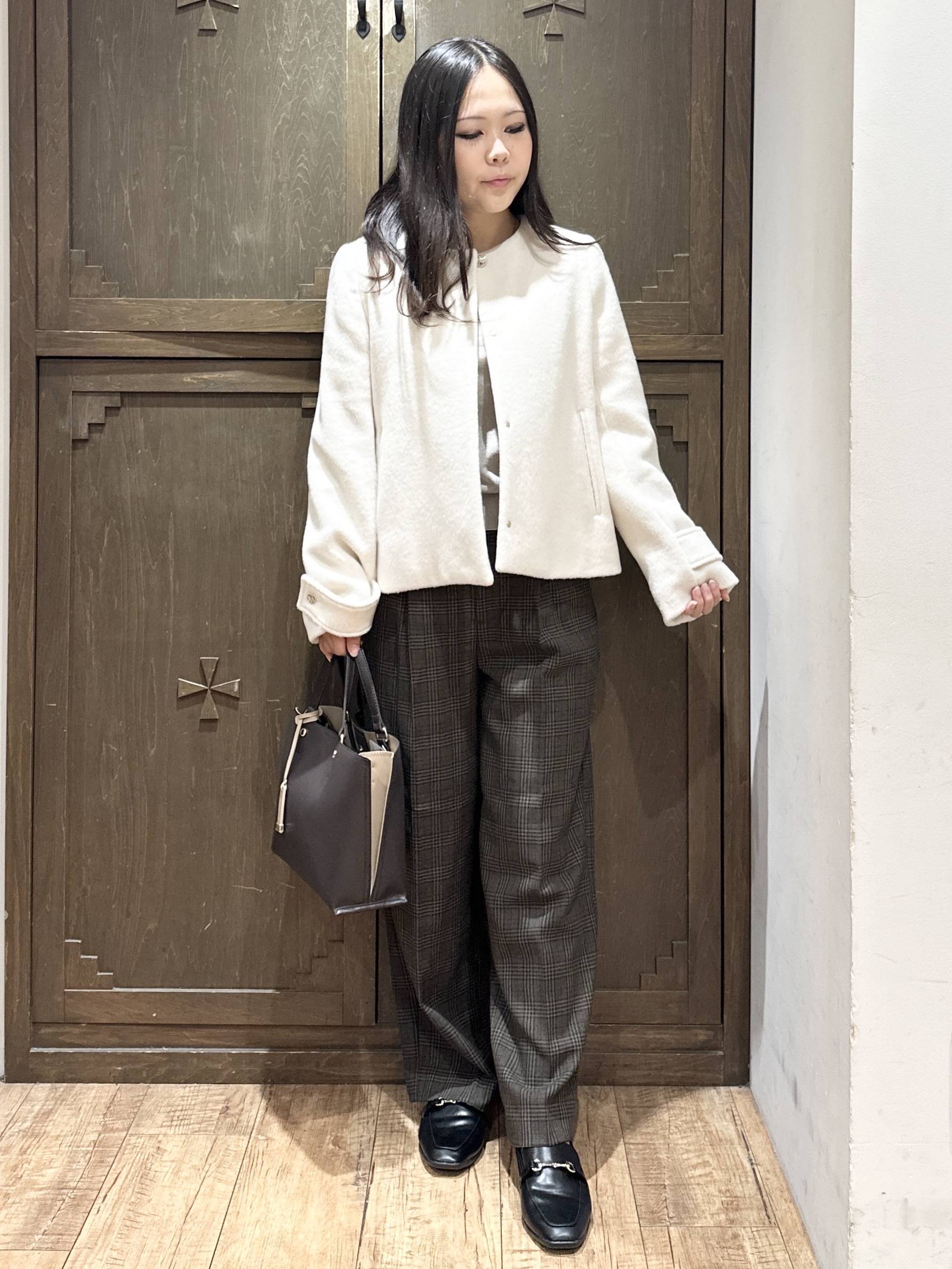 kanaさんの「index｜【植草美幸先生が指南する好印象スタイル】カシミヤ混ノーカラーショートコート」を使ったコーディネート