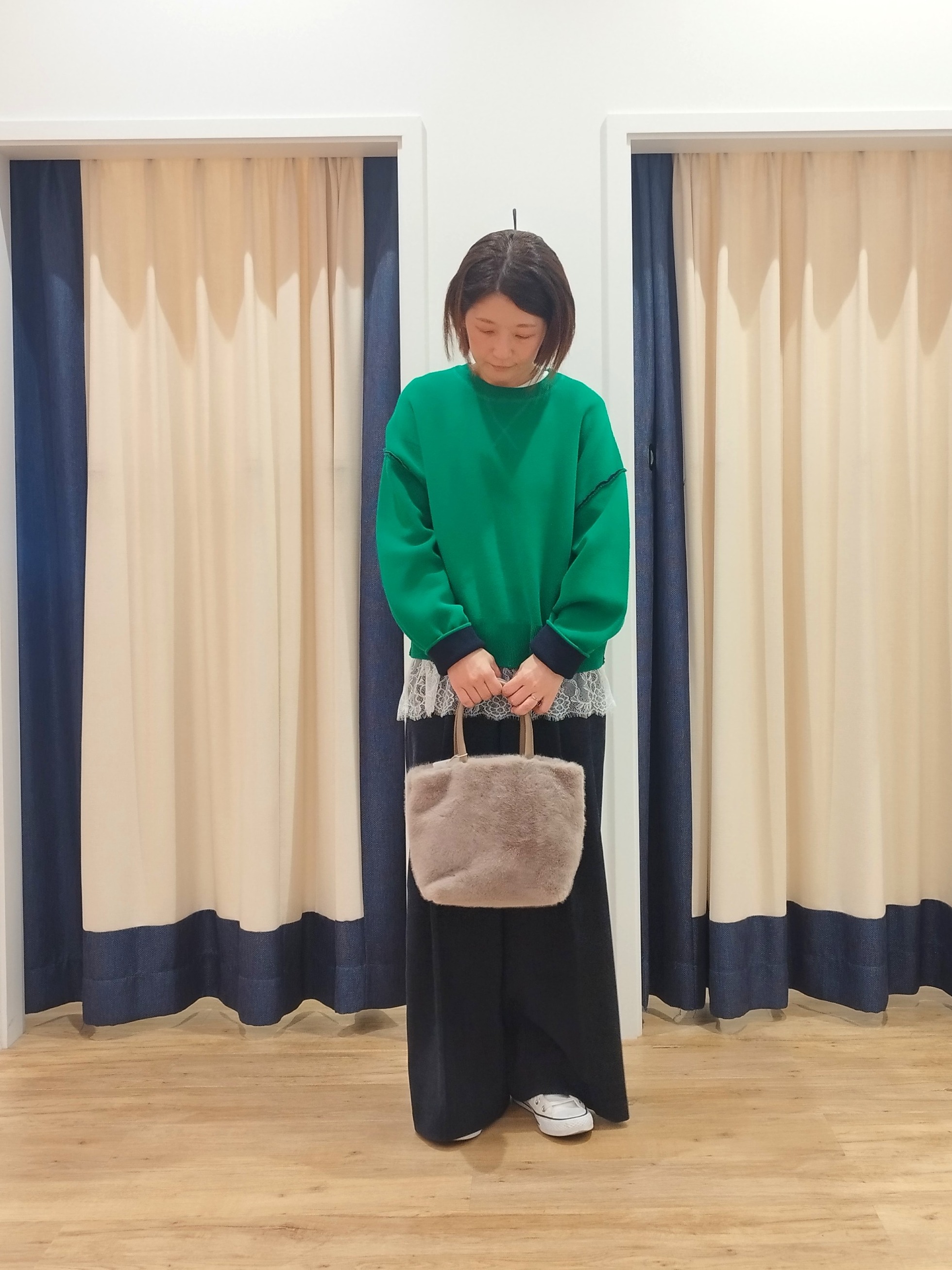 HIROさんの「Dessin｜【2WAY/洗濯機OK/XS-L】配色リバーシブル コットンジャカード クルーネックニット」を使ったコーディネート