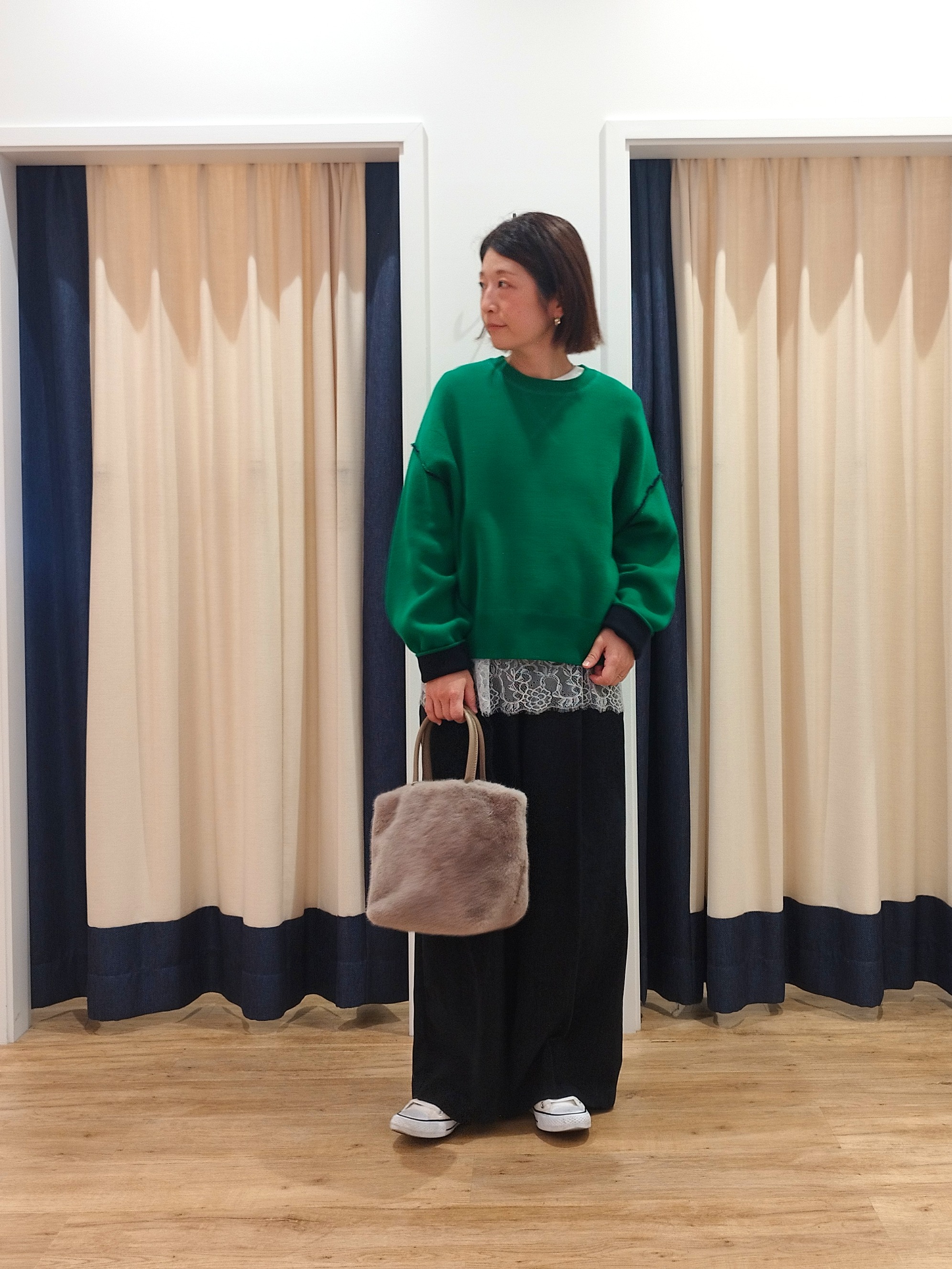 HIROさんの「Dessin｜【2WAY/洗濯機OK/XS-L】配色リバーシブル コットンジャカード クルーネックニット」を使ったコーディネート