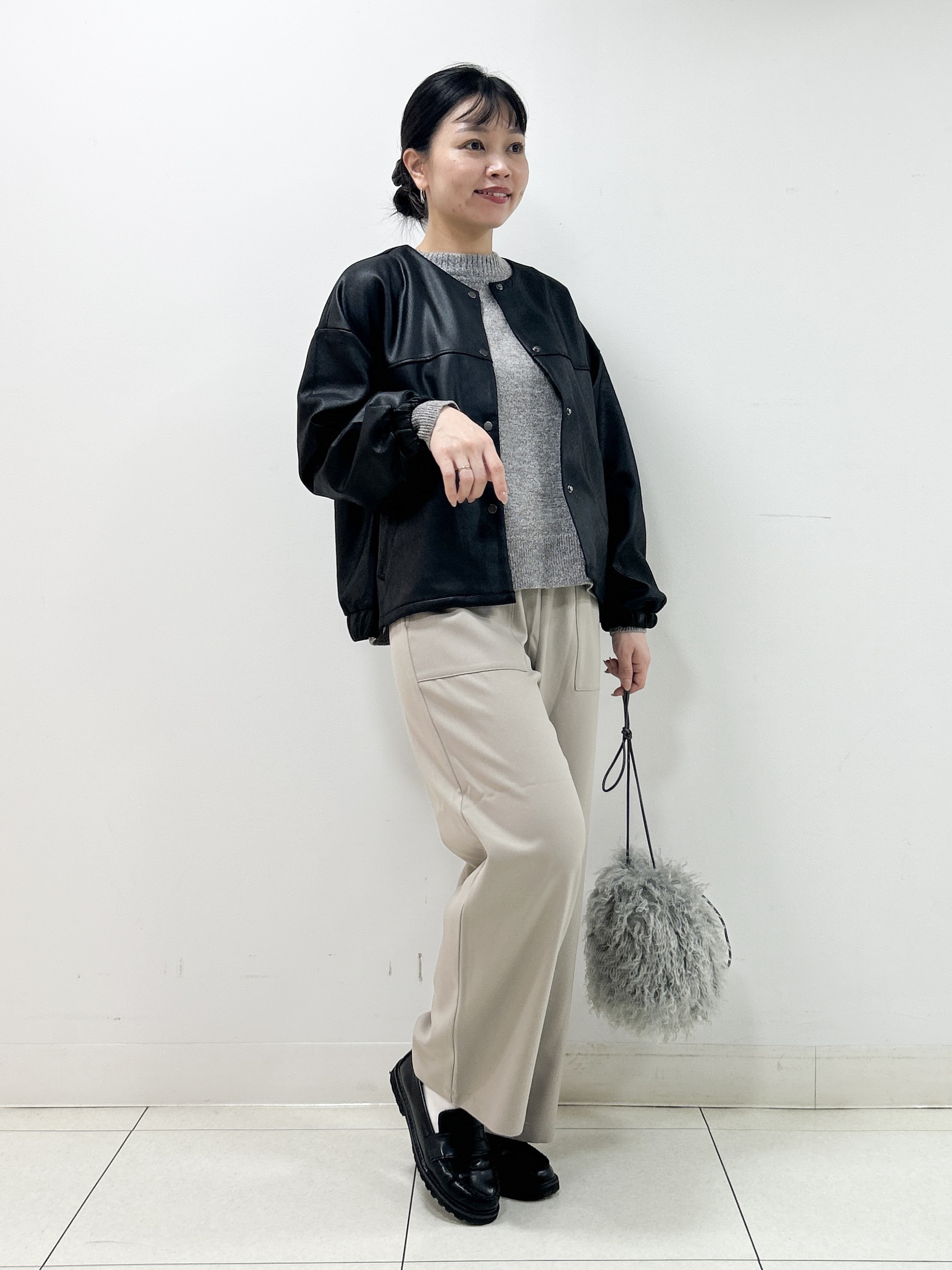 Kaiさんの「Dessin｜【店頭人気/洗える/秋羽織り】ノーカラースエードライクブルゾン」を使ったコーディネート