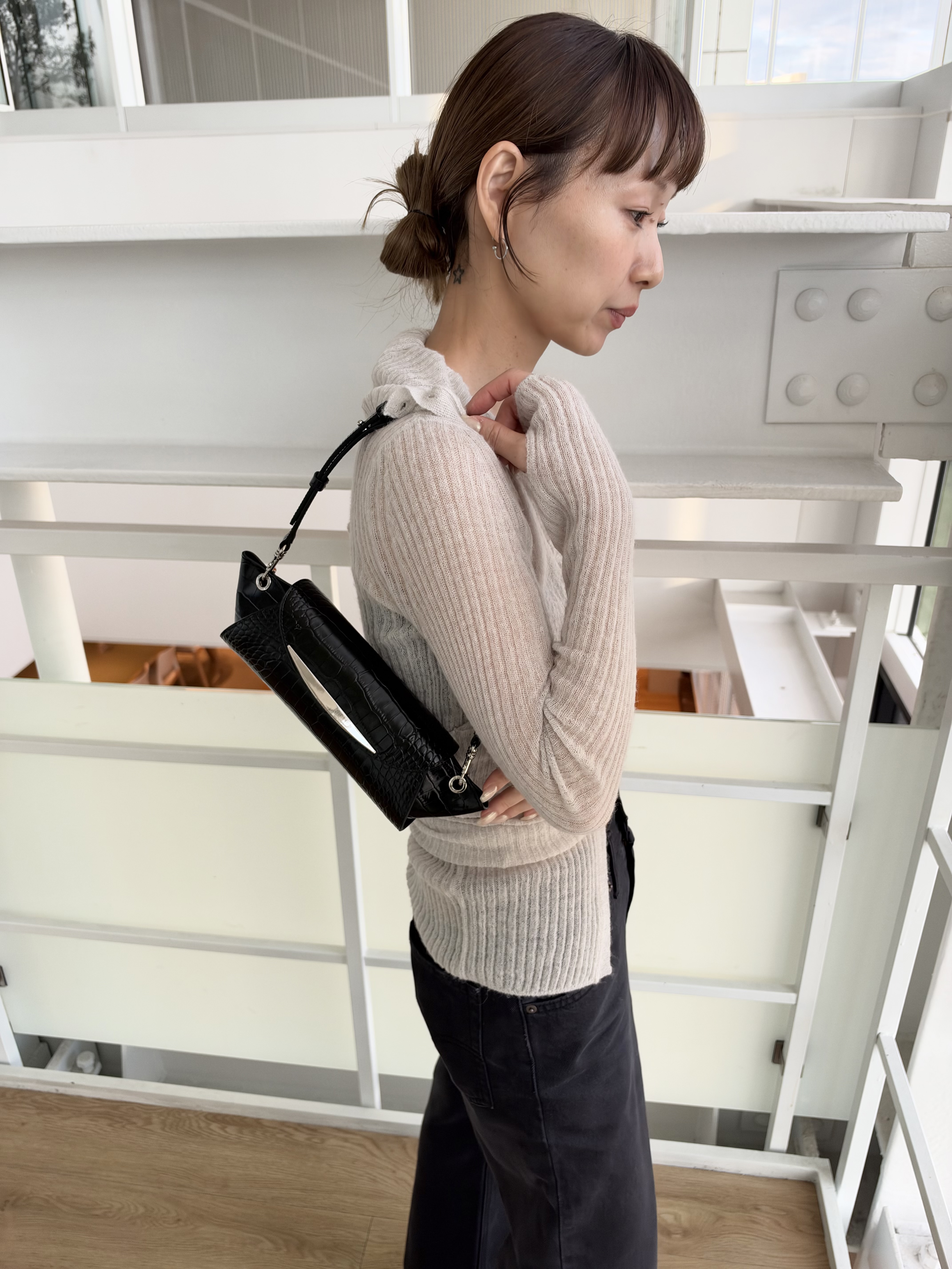 designer yukaさんの「CODE A｜sheer mohair rib cardigan」を使ったコーディネート