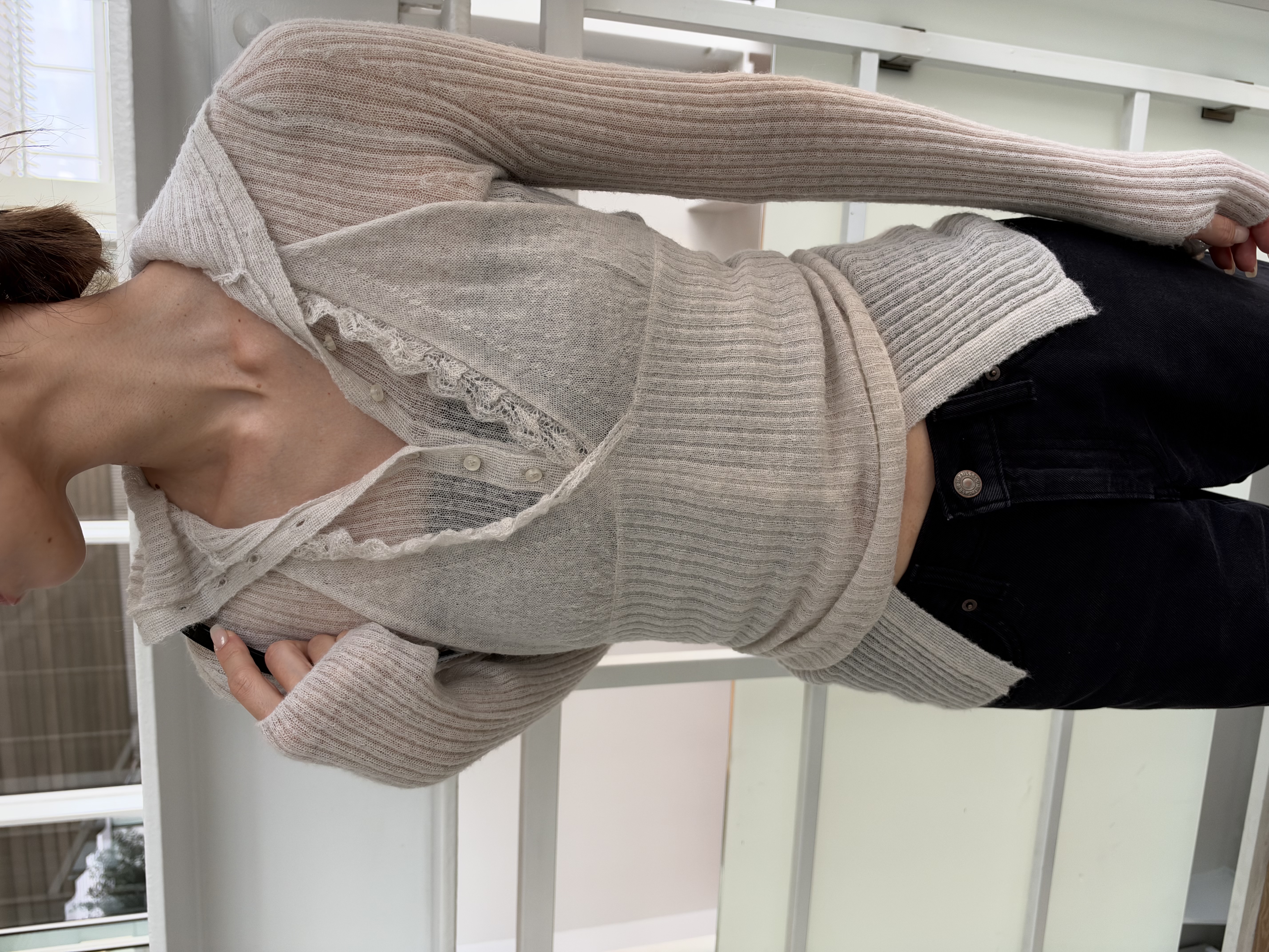 designer yukaさんの「CODE A｜sheer mohair rib cardigan」を使ったコーディネート