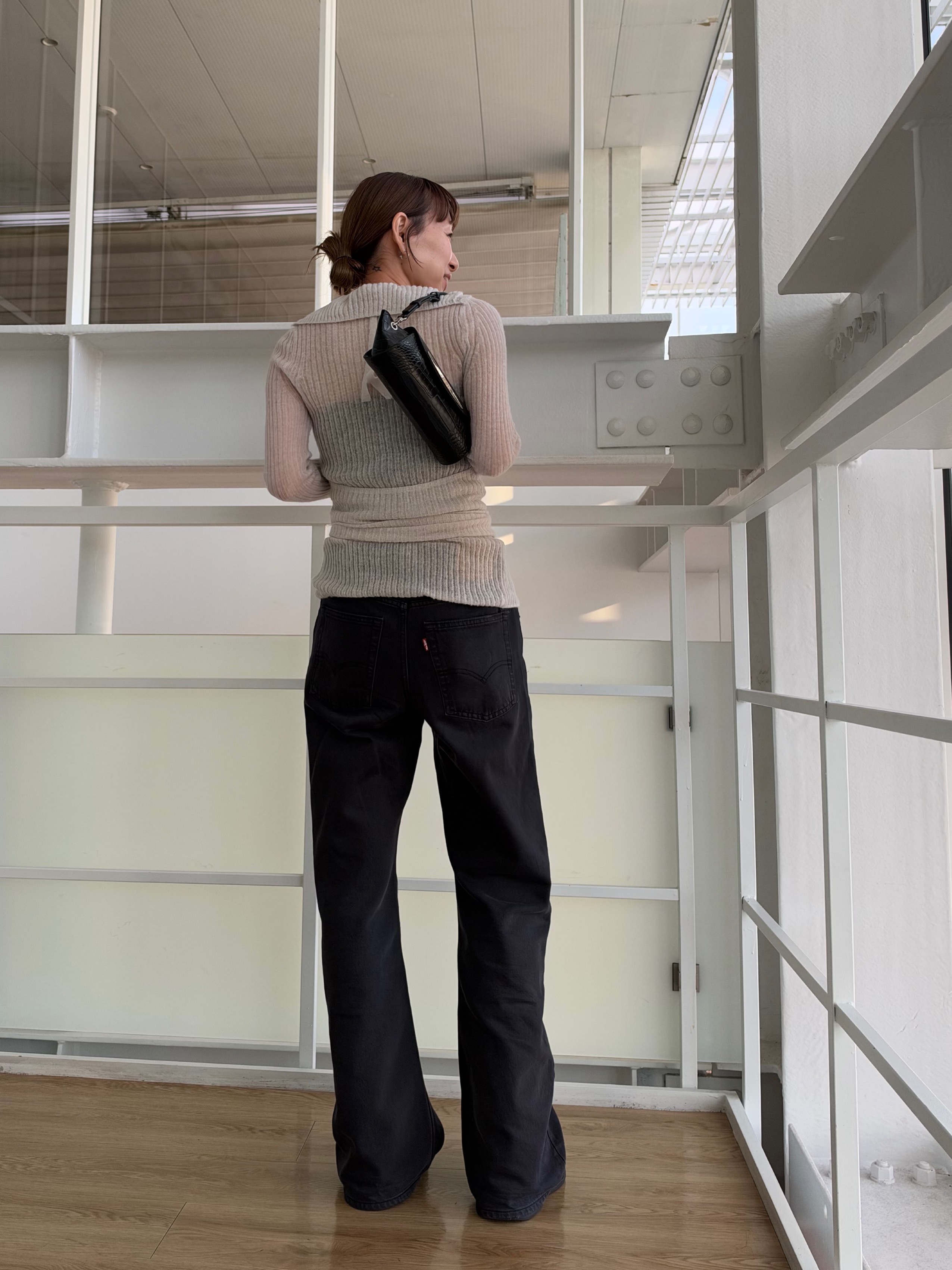 designer yukaさんの「CODE A｜sheer mohair rib cardigan」を使ったコーディネート