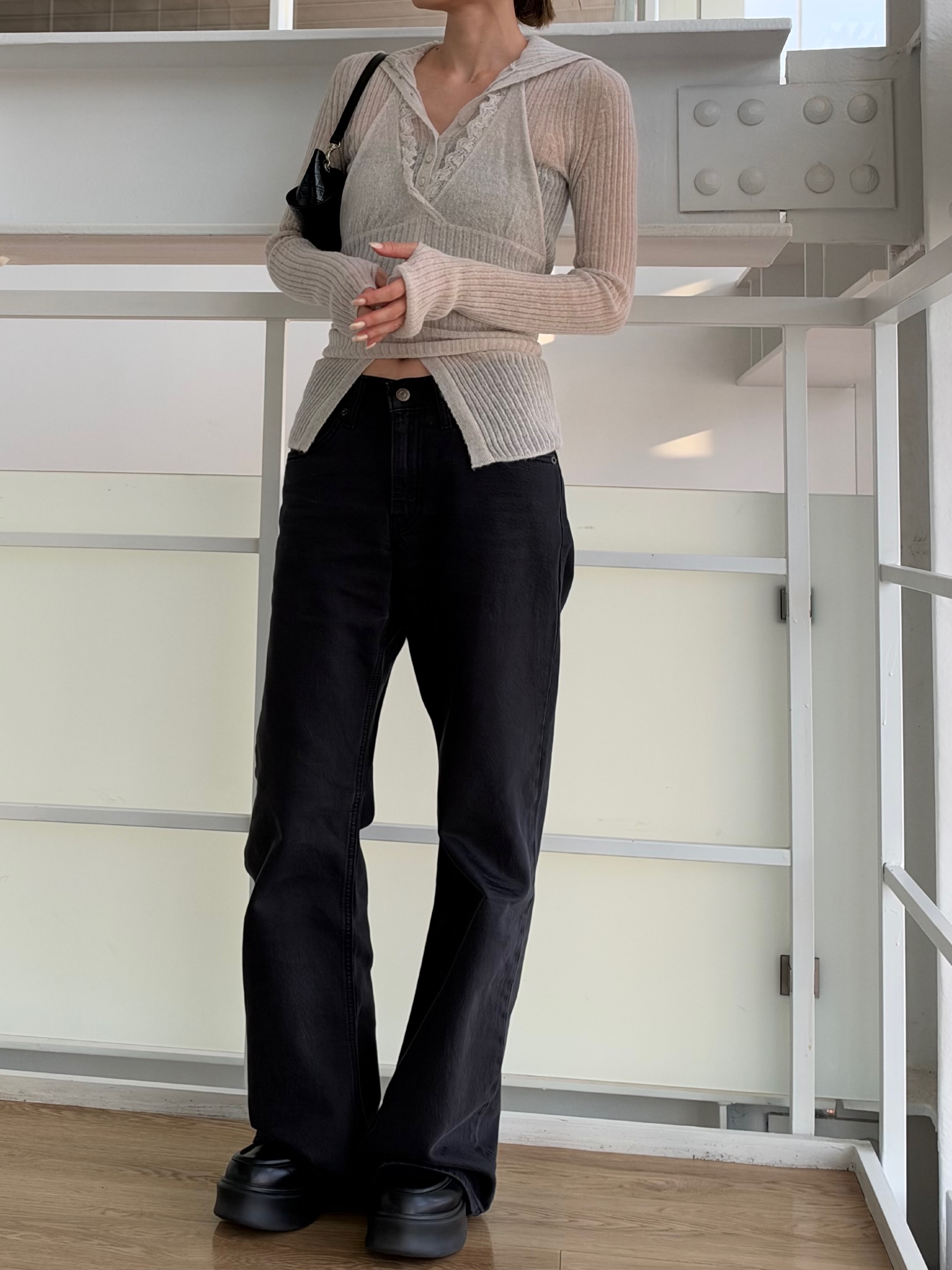 designer yukaさんの「CODE A｜sheer mohair rib cardigan」を使ったコーディネート