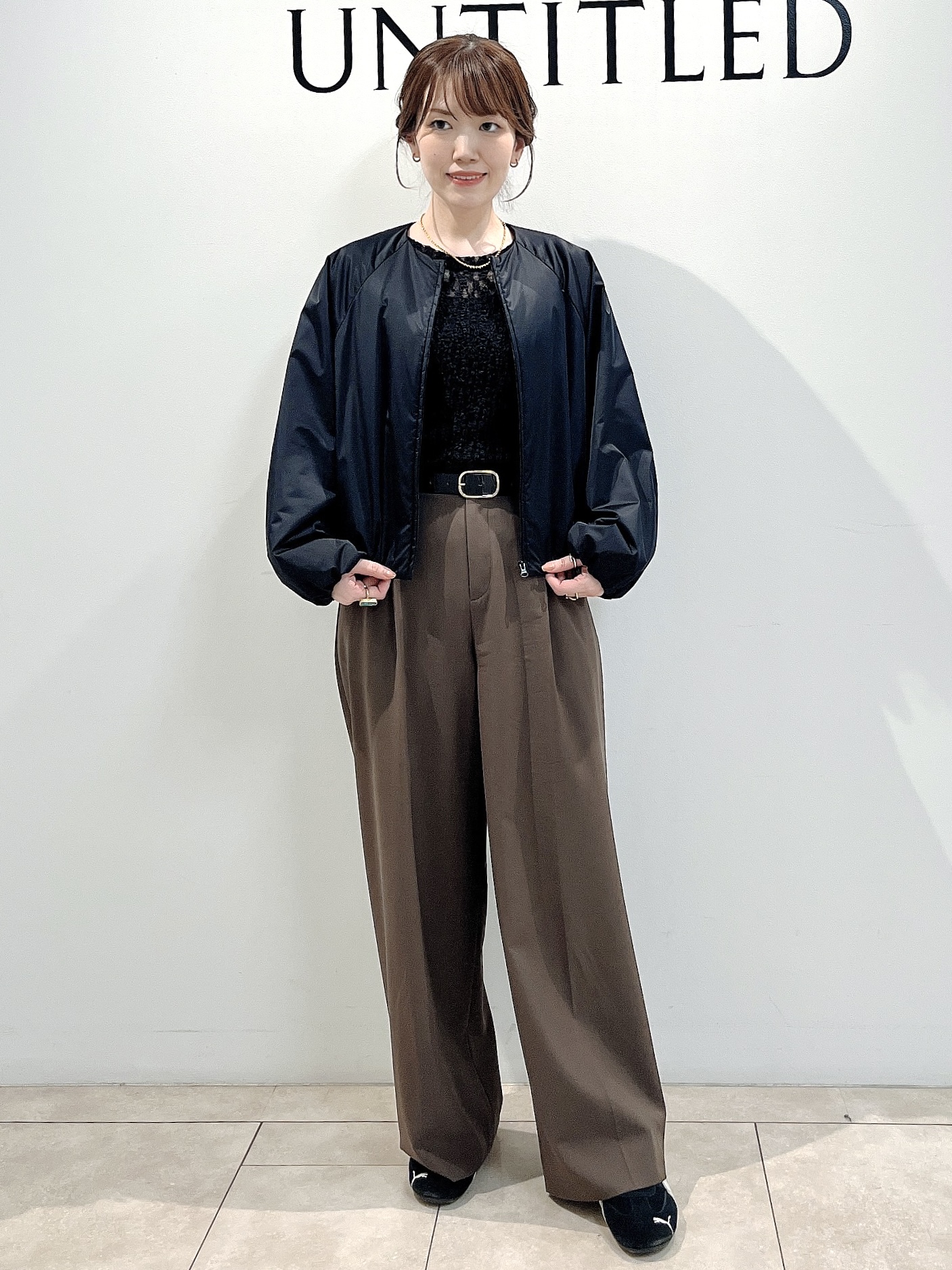 hayaさんの「UNTITLED｜【軽アウター/中綿/秋冬コート】ショートブルゾン」を使ったコーディネート