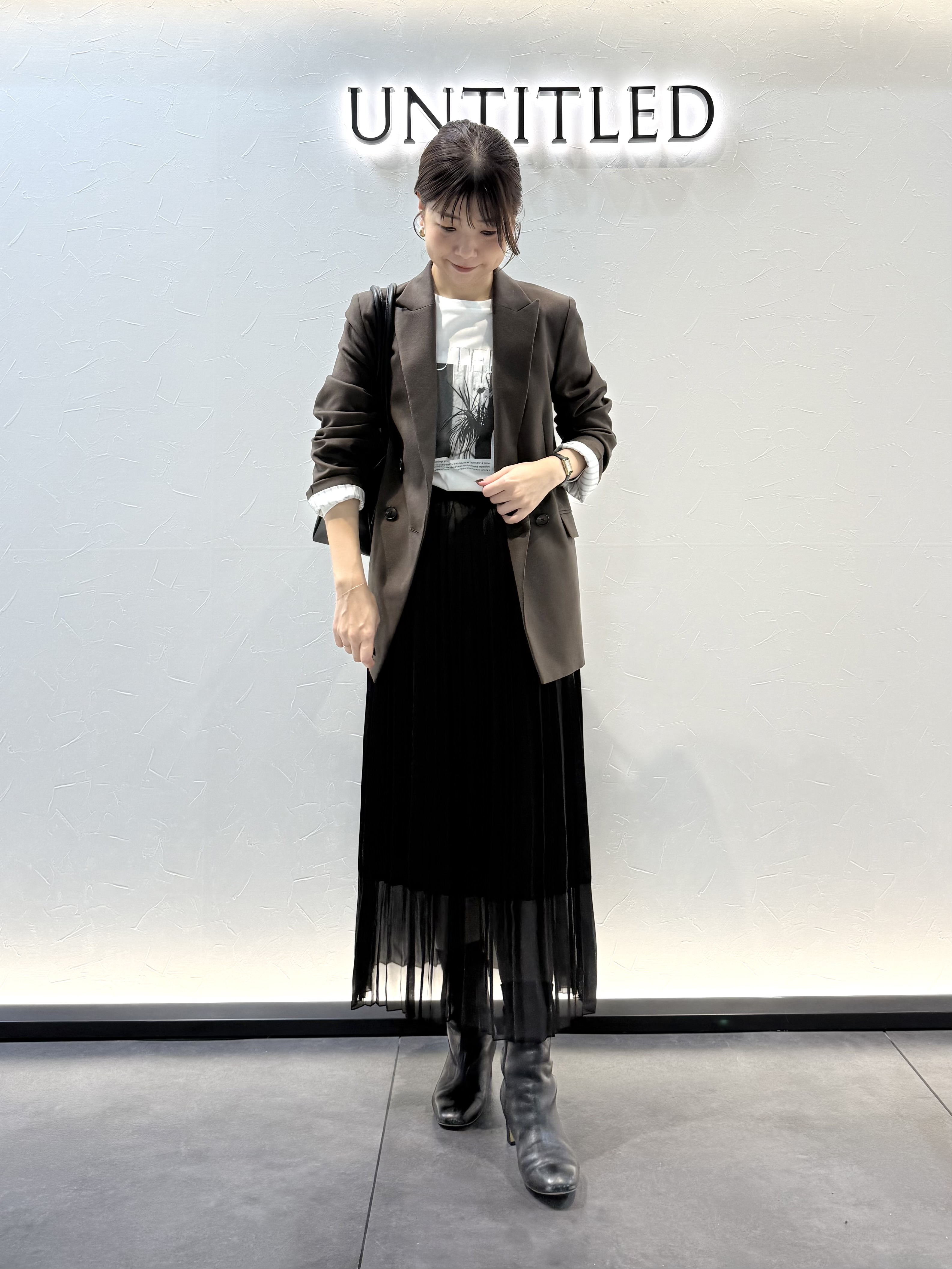 かなえさんの「UNTITLED｜【セットアップ可/ライトアウター/仕事着スーツ】ウールダブルジャケット」を使ったコーディネート