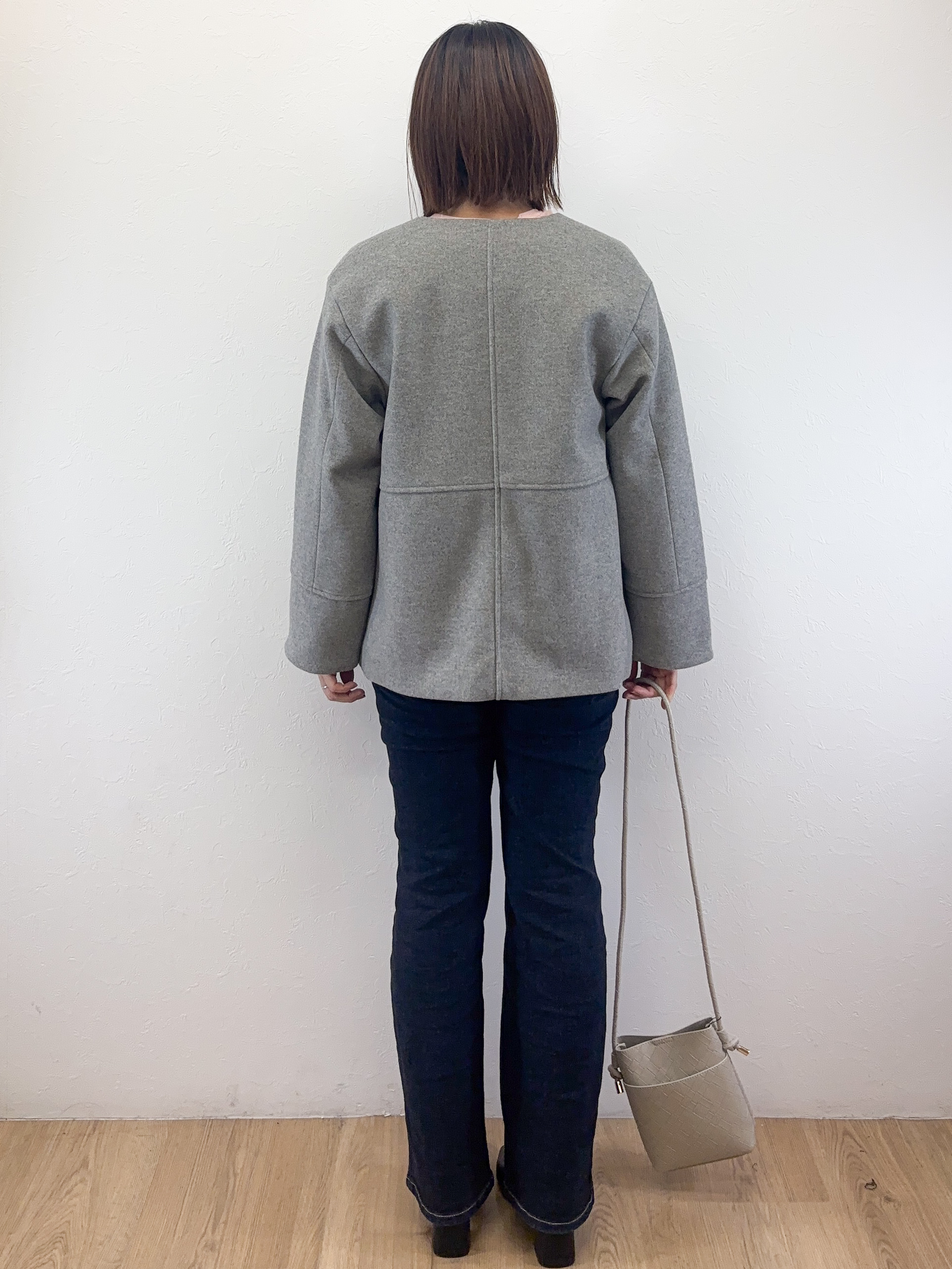 Takeさんの「OPAQUE.CLIP｜ウールライク ノーカラーコート【洗濯機OK】」を使ったコーディネート