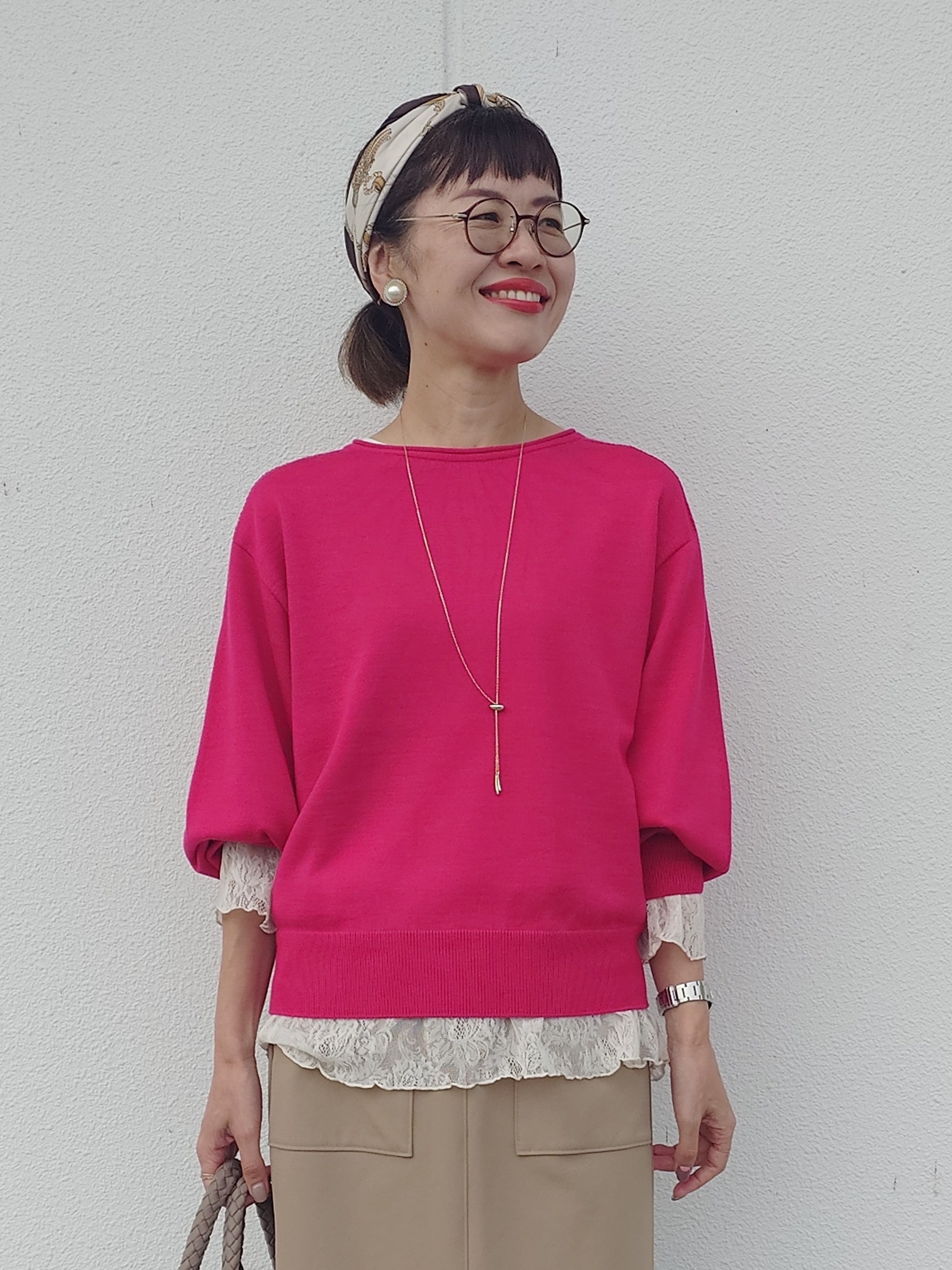 MUTSUKOさんの「UNTITLED｜【店頭人気！/8色展開】ボリュームスリーブニットプルオーバー」を使ったコーディネート