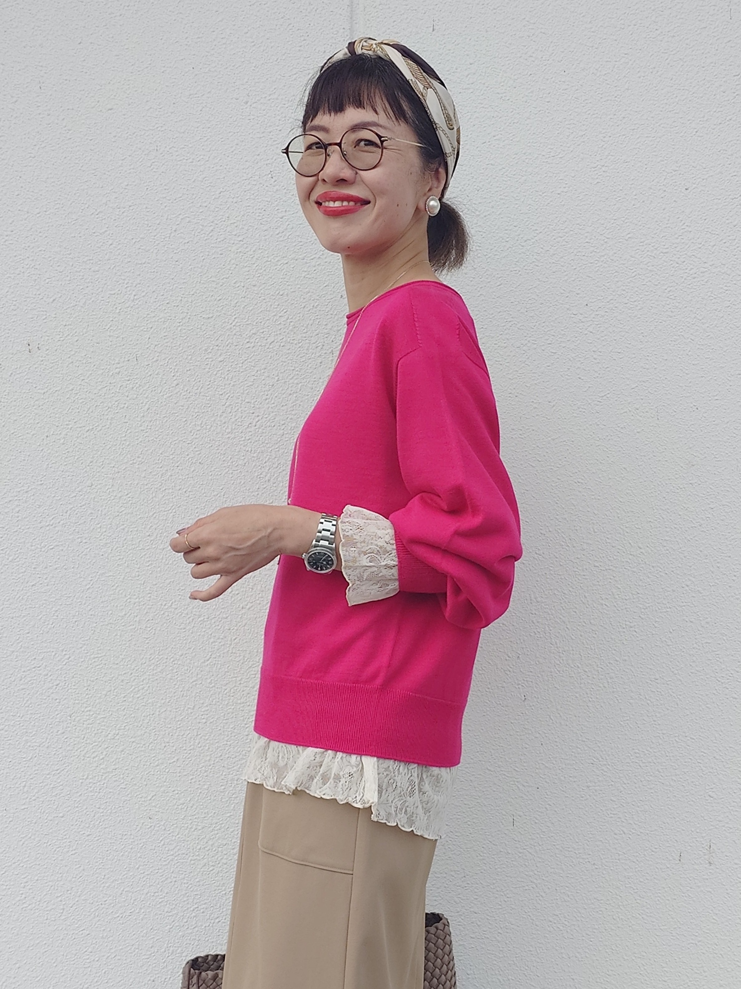 MUTSUKOさんの「UNTITLED｜【店頭人気！/8色展開】ボリュームスリーブニットプルオーバー」を使ったコーディネート