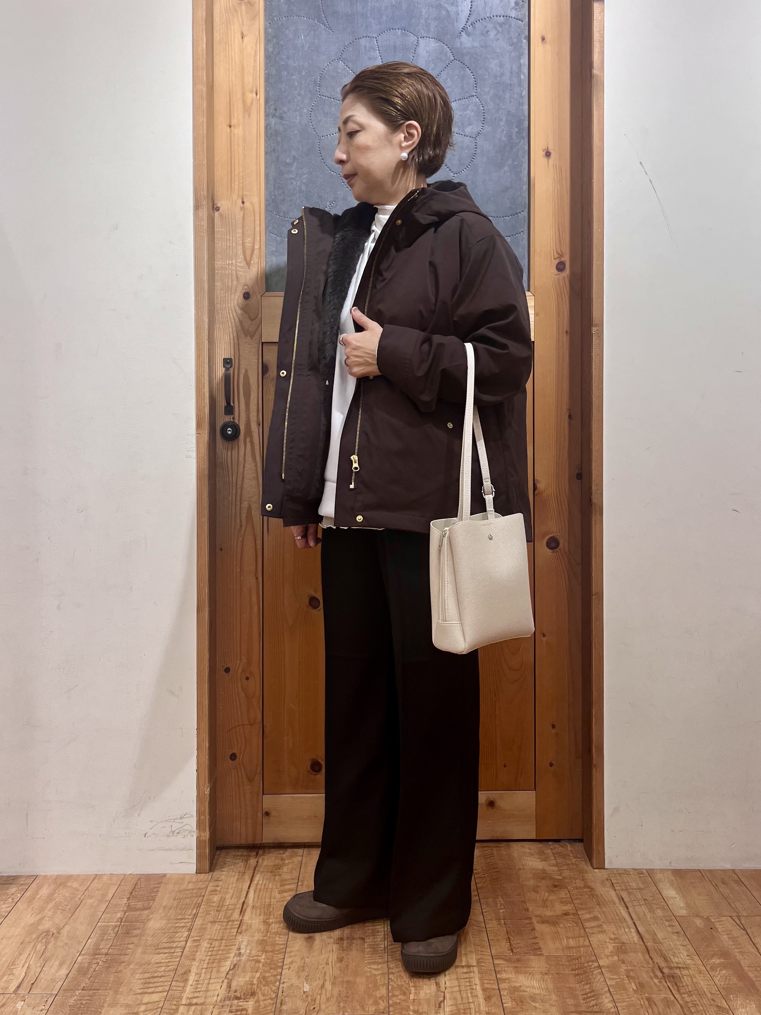 ゆみさんの「SHOO･LA･RUE｜【洗濯機可/撥水/マルチWAY】ファーライナー付き 毎日欲張りマンパ」を使ったコーディネート