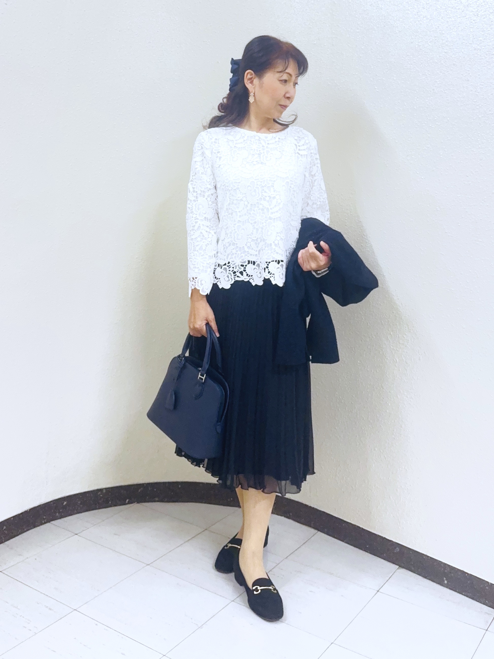 ⭐︎Eimi⭐︎さんの「Reflect｜【SS-4Lサイズ／通勤／セレモニー】ケミカルレースブラウス」を使ったコーディネート