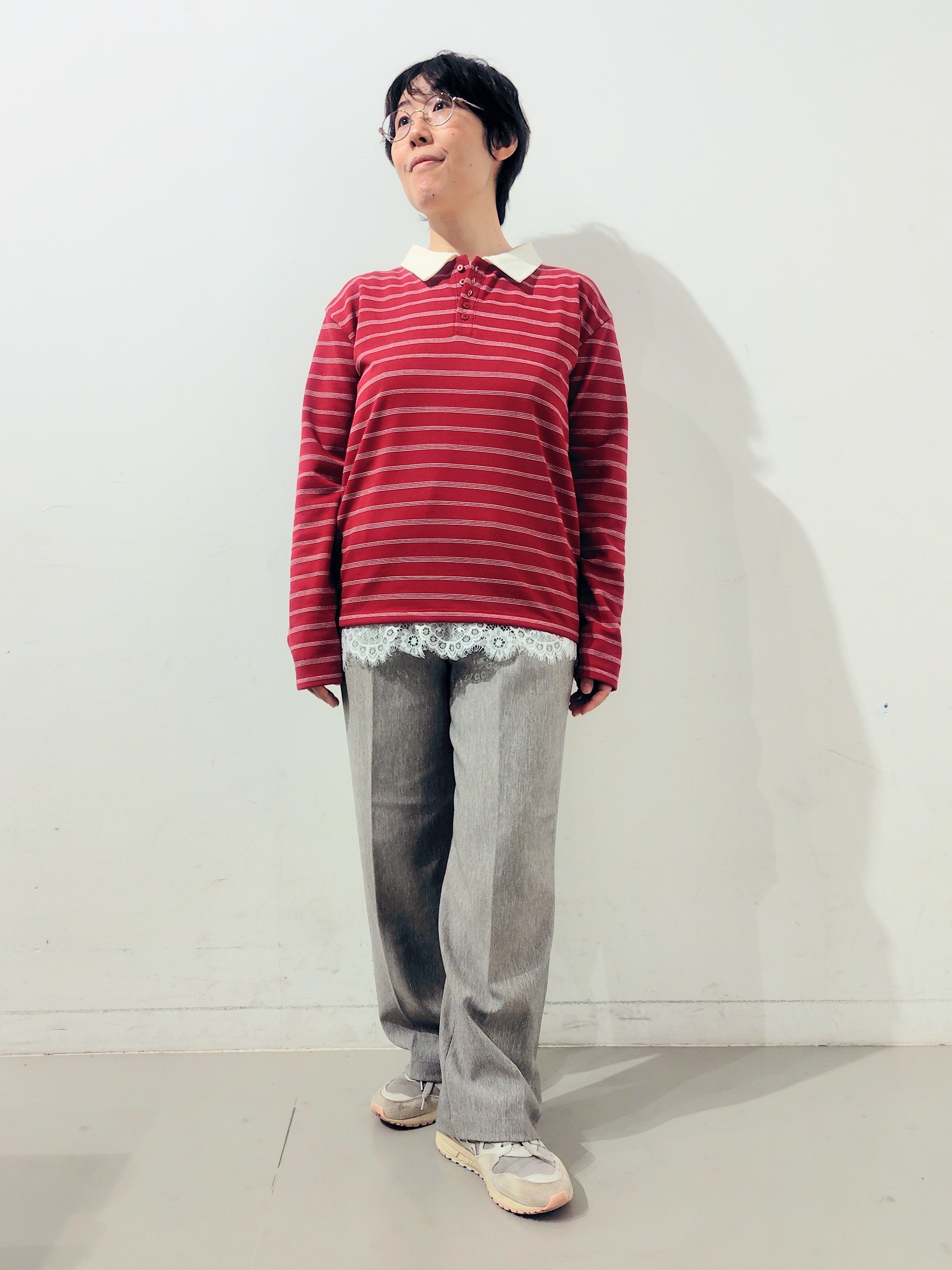 kodamaさんの「THE SHOP TK｜【洗濯機OK】レトロな雰囲気漂う ボーダーポロシャツ」を使ったコーディネート