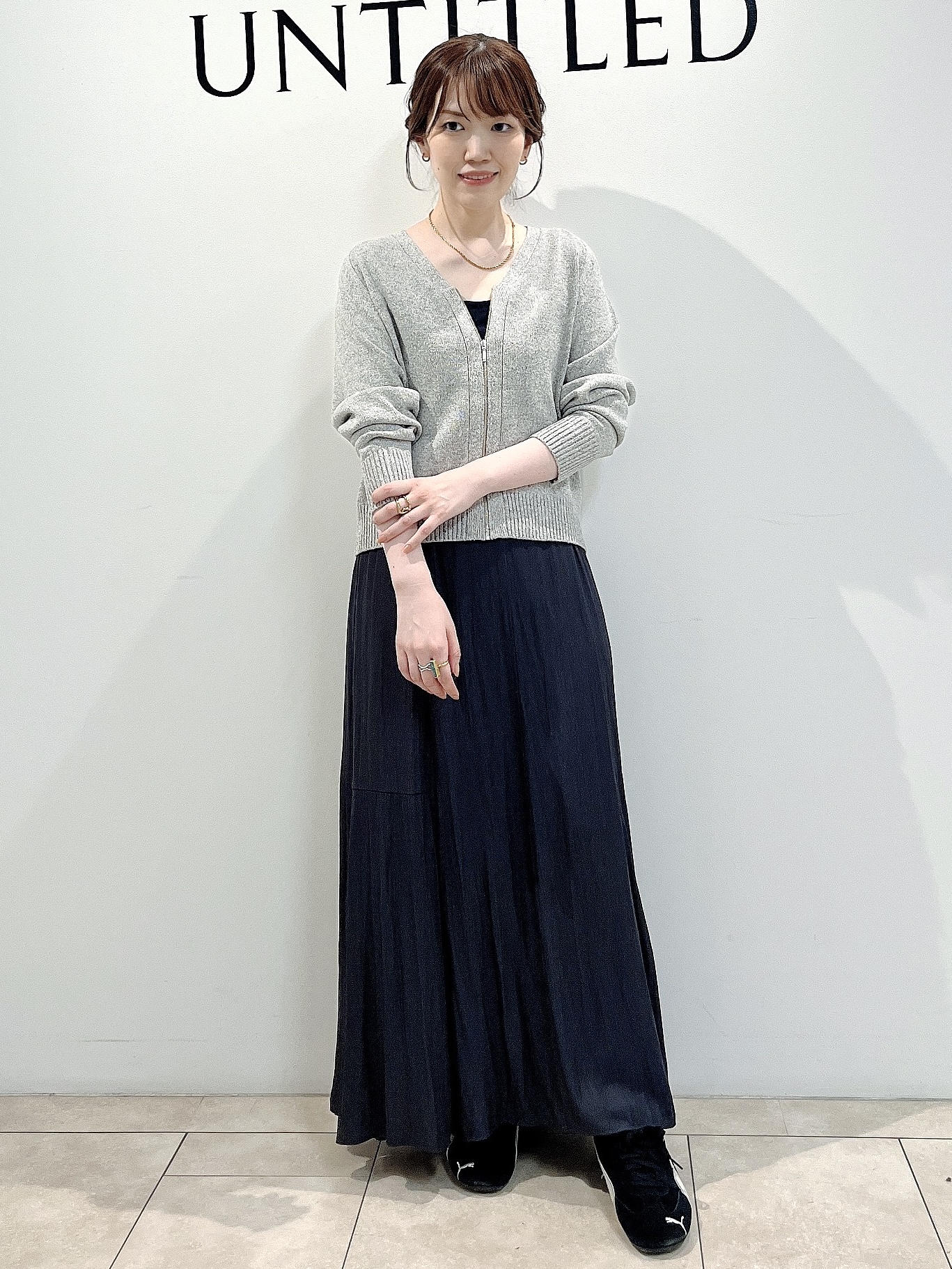 hayaさんの「UNTITLED｜【店頭人気！】杢調ジップカーディガン」を使ったコーディネート