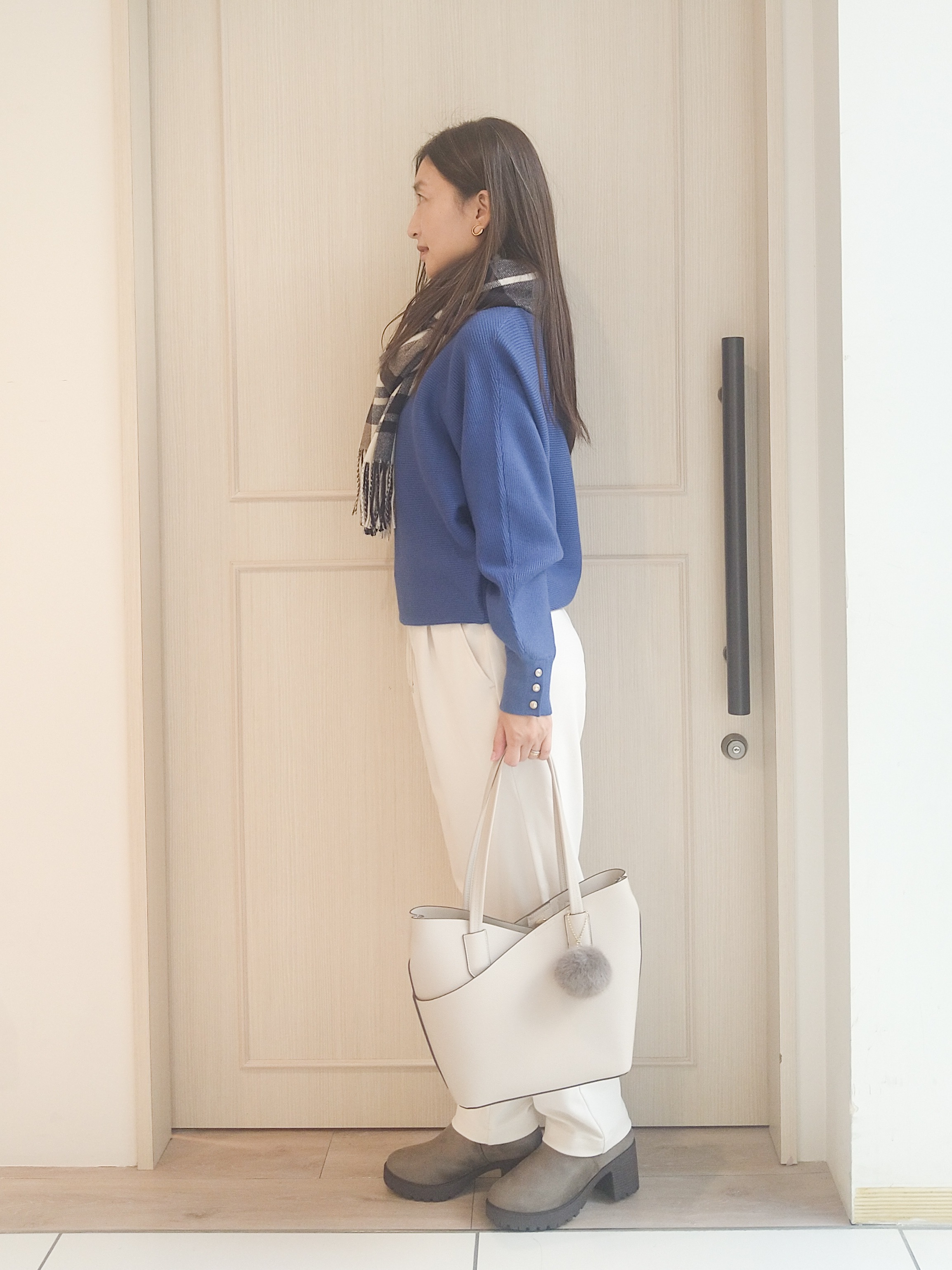 mi-saさんの「SHOO･LA･RUE｜【洗濯機可/体型カバー】やわらかリブドルマンニット」を使ったコーディネート