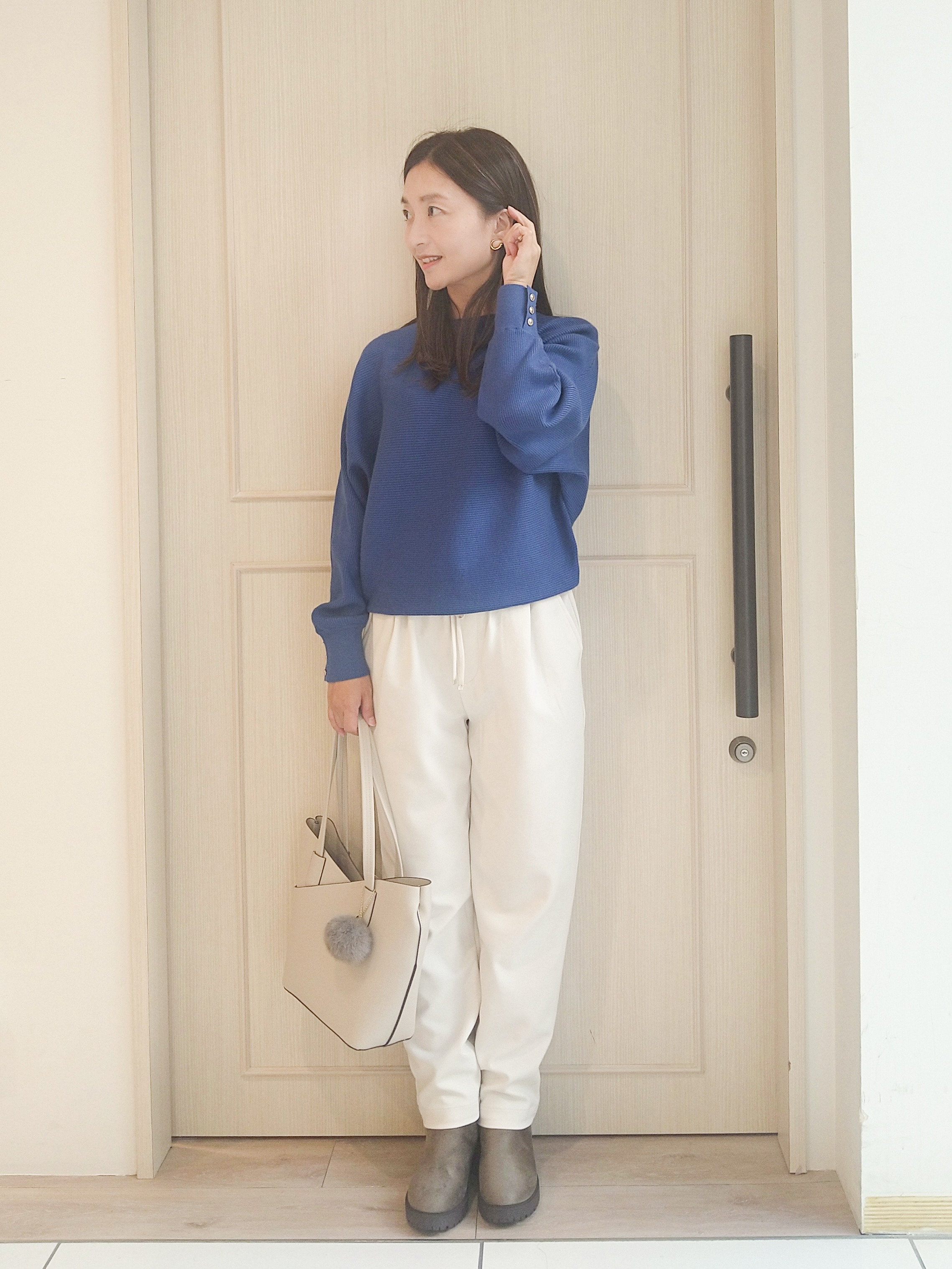 mi-saさんの「SHOO･LA･RUE｜【洗濯機可/体型カバー】やわらかリブドルマンニット」を使ったコーディネート