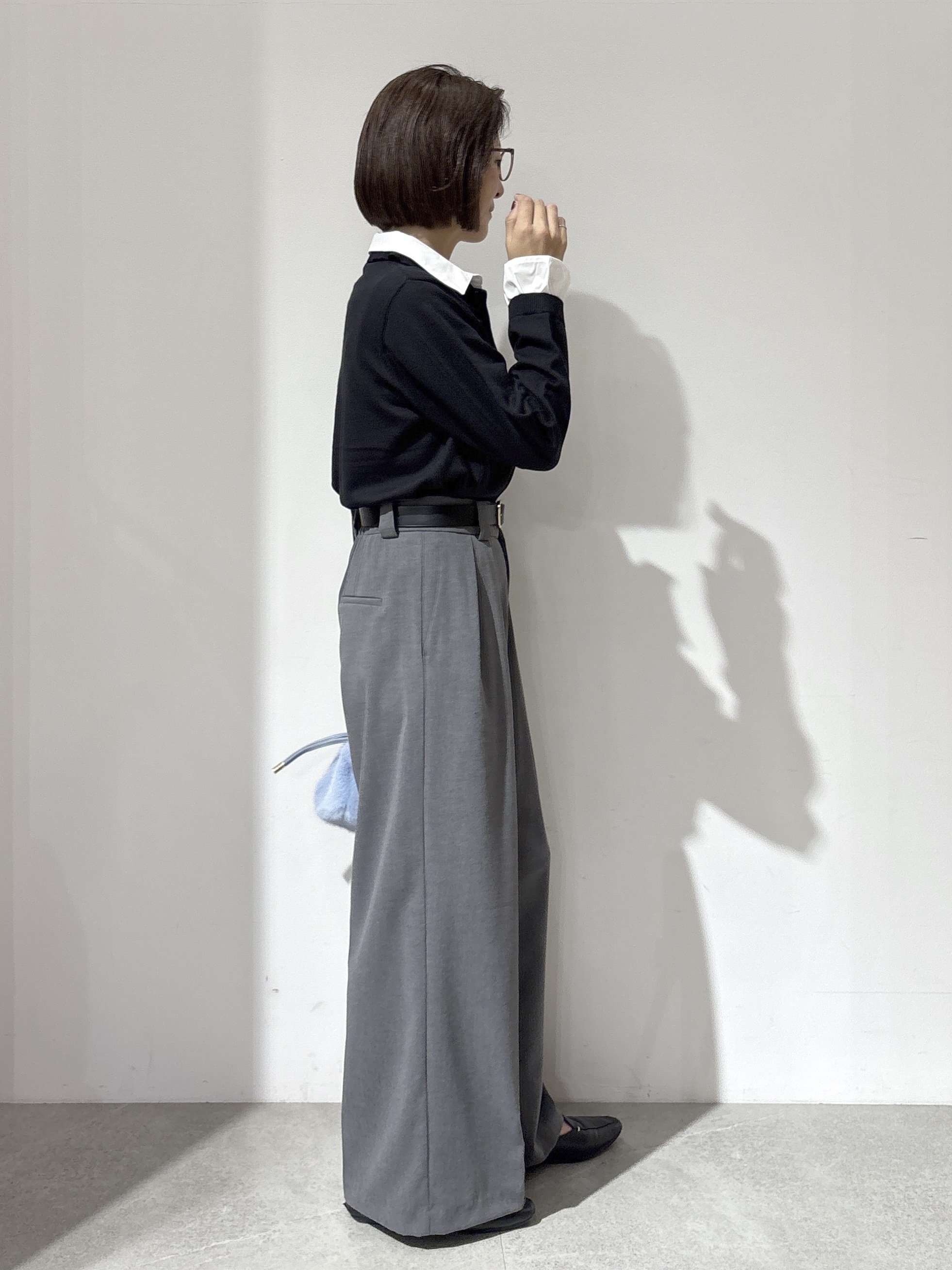 NAKAさんの「OPAQUE.CLIP｜シャツレイヤード風ポロニット【洗濯機OK】」を使ったコーディネート