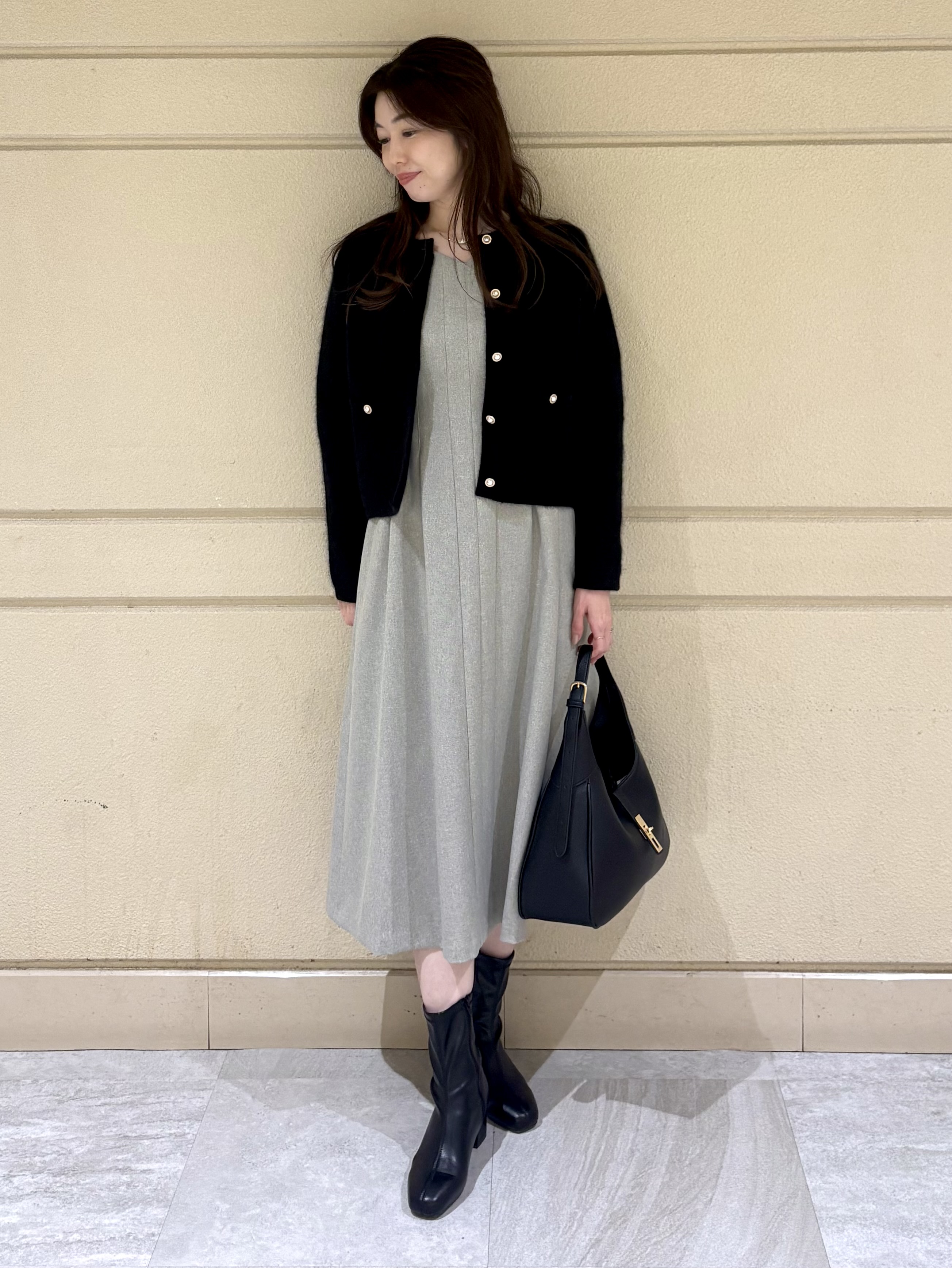 sakiさんの「COUP DE CHANCE｜【手洗い可／ラクーン混】ヘアリーカーディガン」を使ったコーディネート