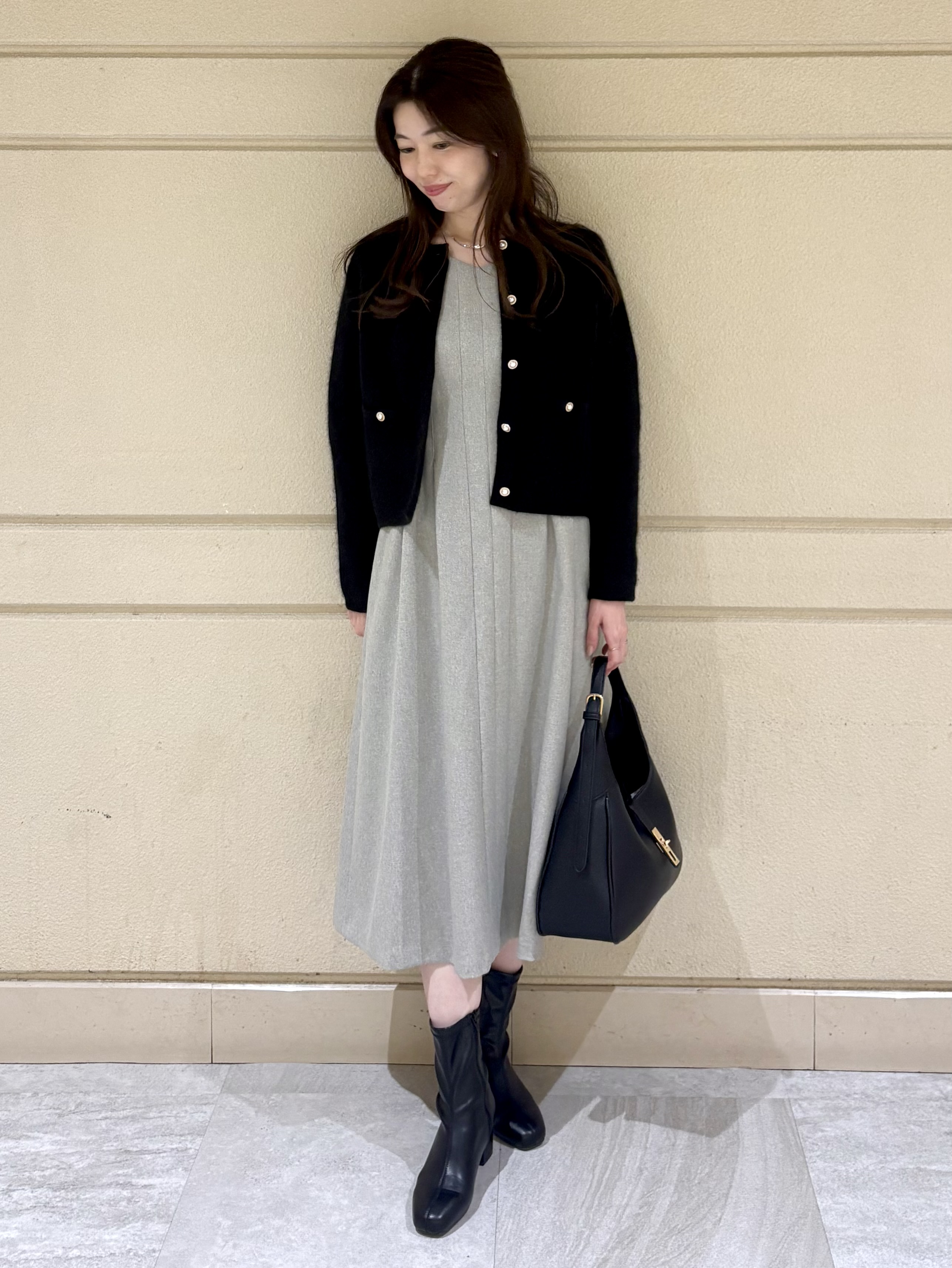 sakiさんの「COUP DE CHANCE｜【手洗い可／ラクーン混】ヘアリーカーディガン」を使ったコーディネート