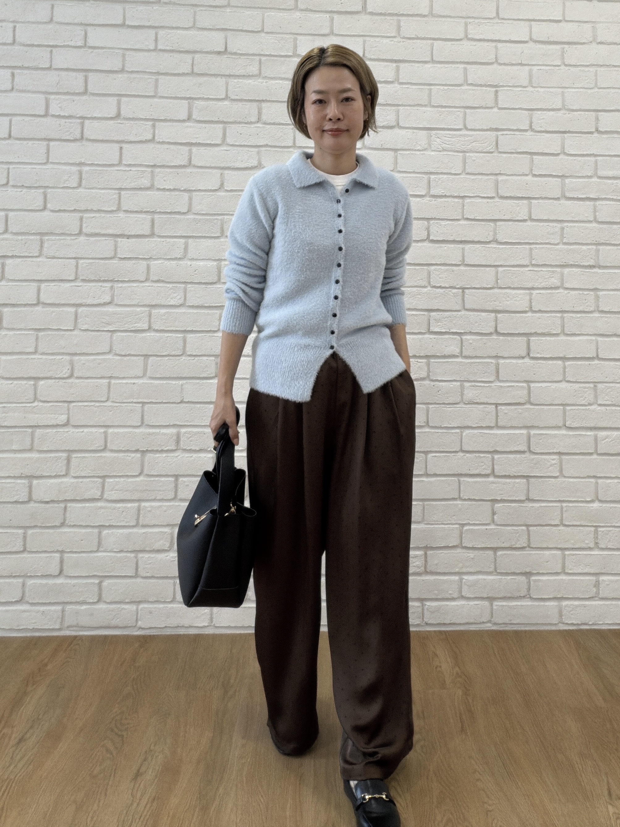 Mariko.Sさんの「OPAQUE.CLIP｜シャギー衿付きニット【洗濯機OK】」を使ったコーディネート